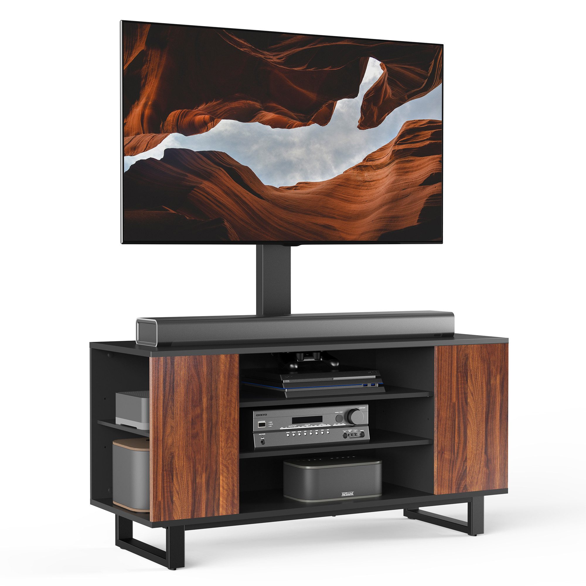 FITUEYES TV-Ständer mit integriertem Stauraumschrank, 32-70 Zoll, (bis 70,00 Zoll, höhenverstellbar, ±25° schwenkbar)