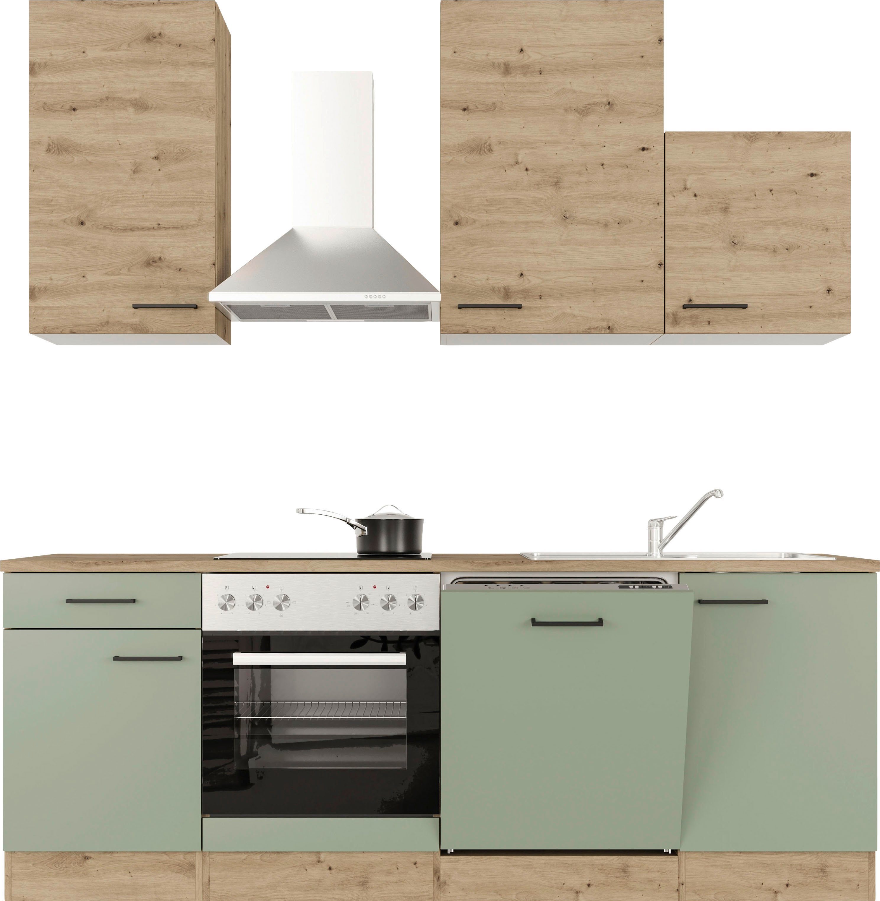 Flex-Well Küchenzeile Cara, mit und ohne E-Geräten erhältlich, Gesamtbreite 220 cm