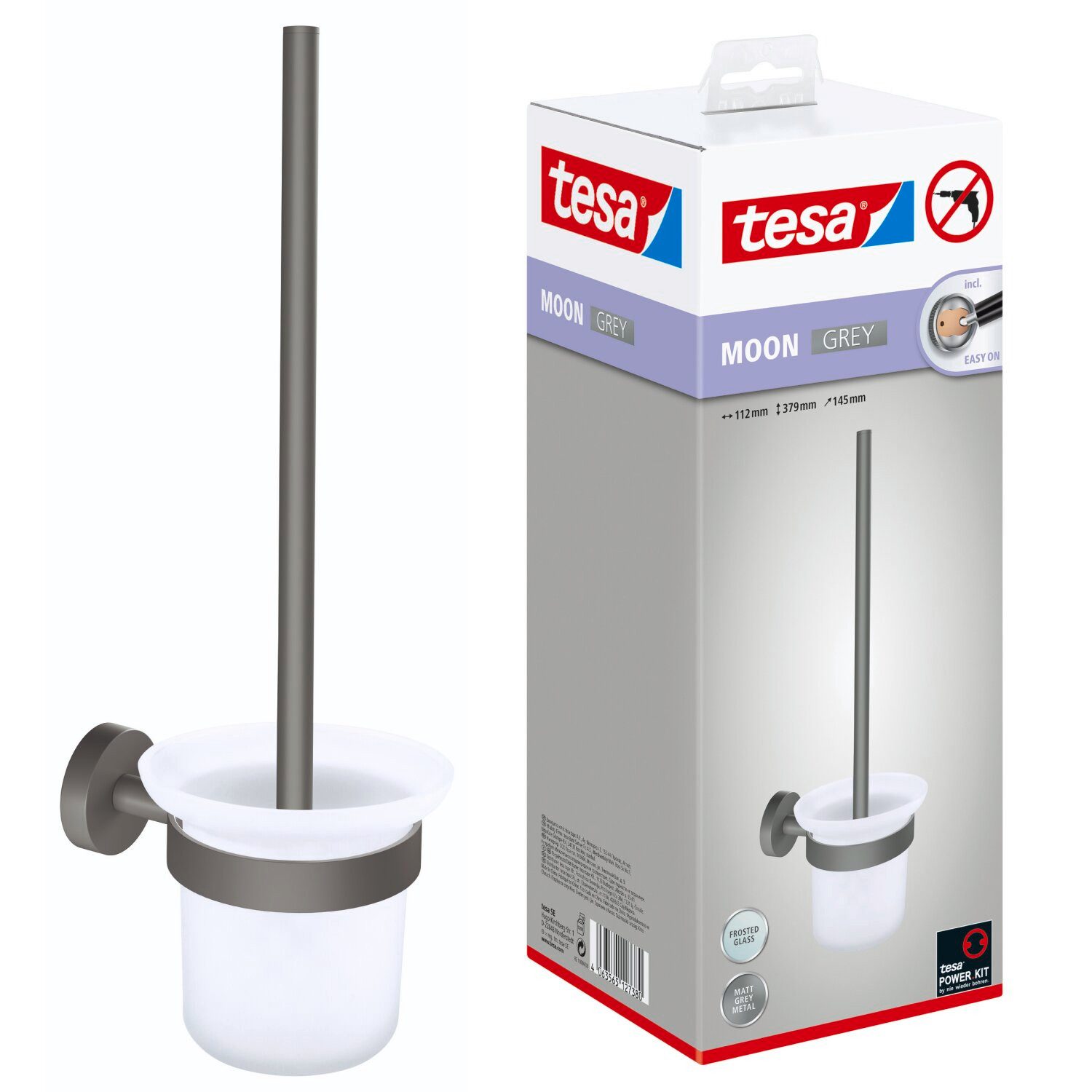 tesa WC-Garnitur MOON Держатели для ершика для унитаза, (Set, 1-tlg), grau - 37,9 cm : 11,2 cm : 14,5 cm