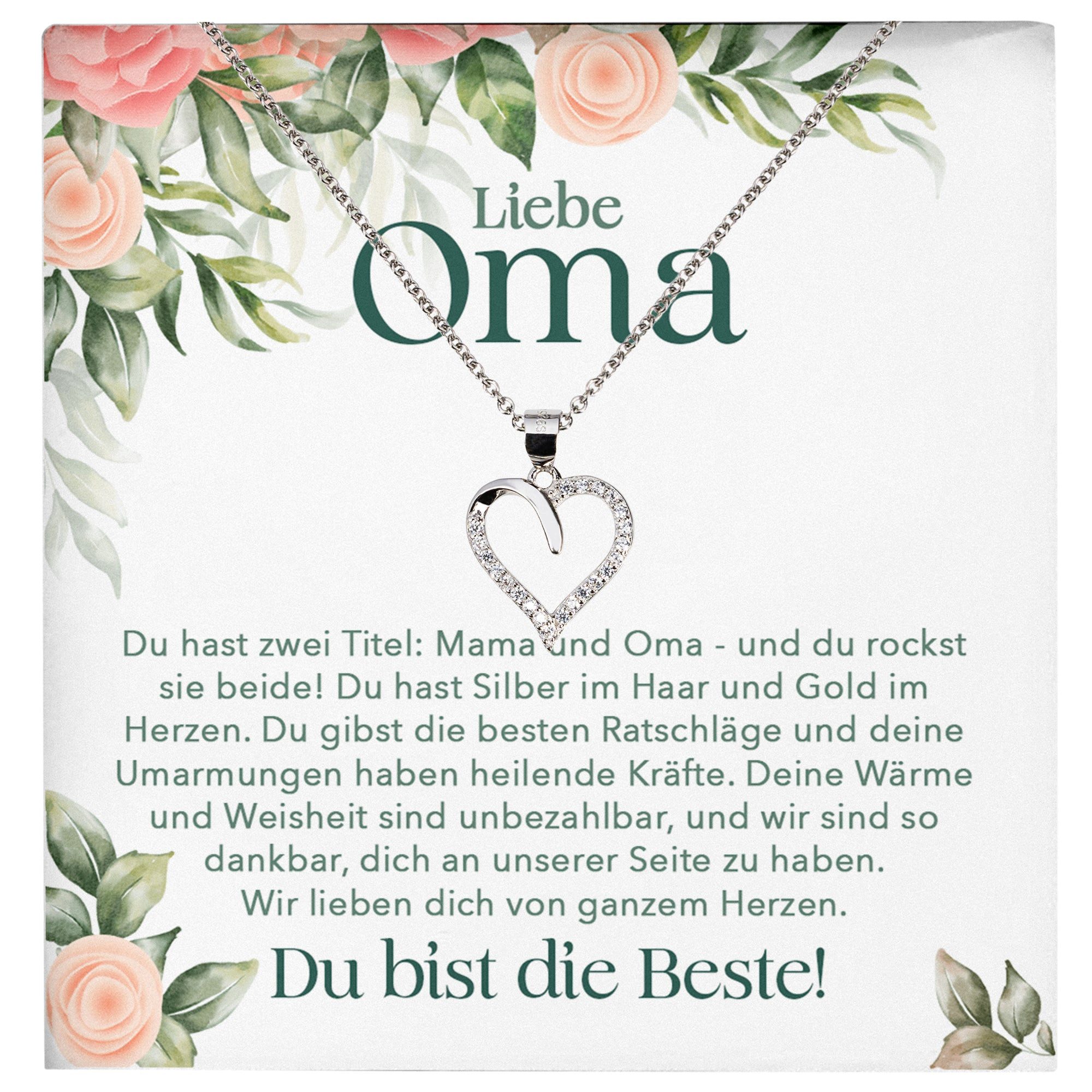 Schmuckset Liebe Oma Geschenk Grossmutter Frauen Halskette Damen Collier Herz