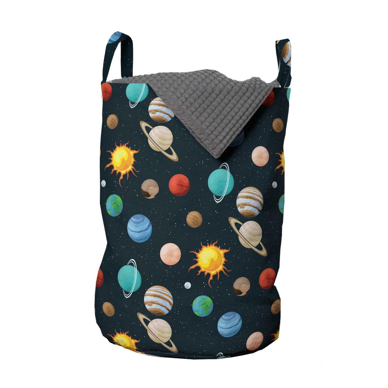 Abakuhaus Wäschesäckchen Wäschekorb mit Griffen Kordelzugverschluss für Waschsalons, Universum Planeten Sonnensystem