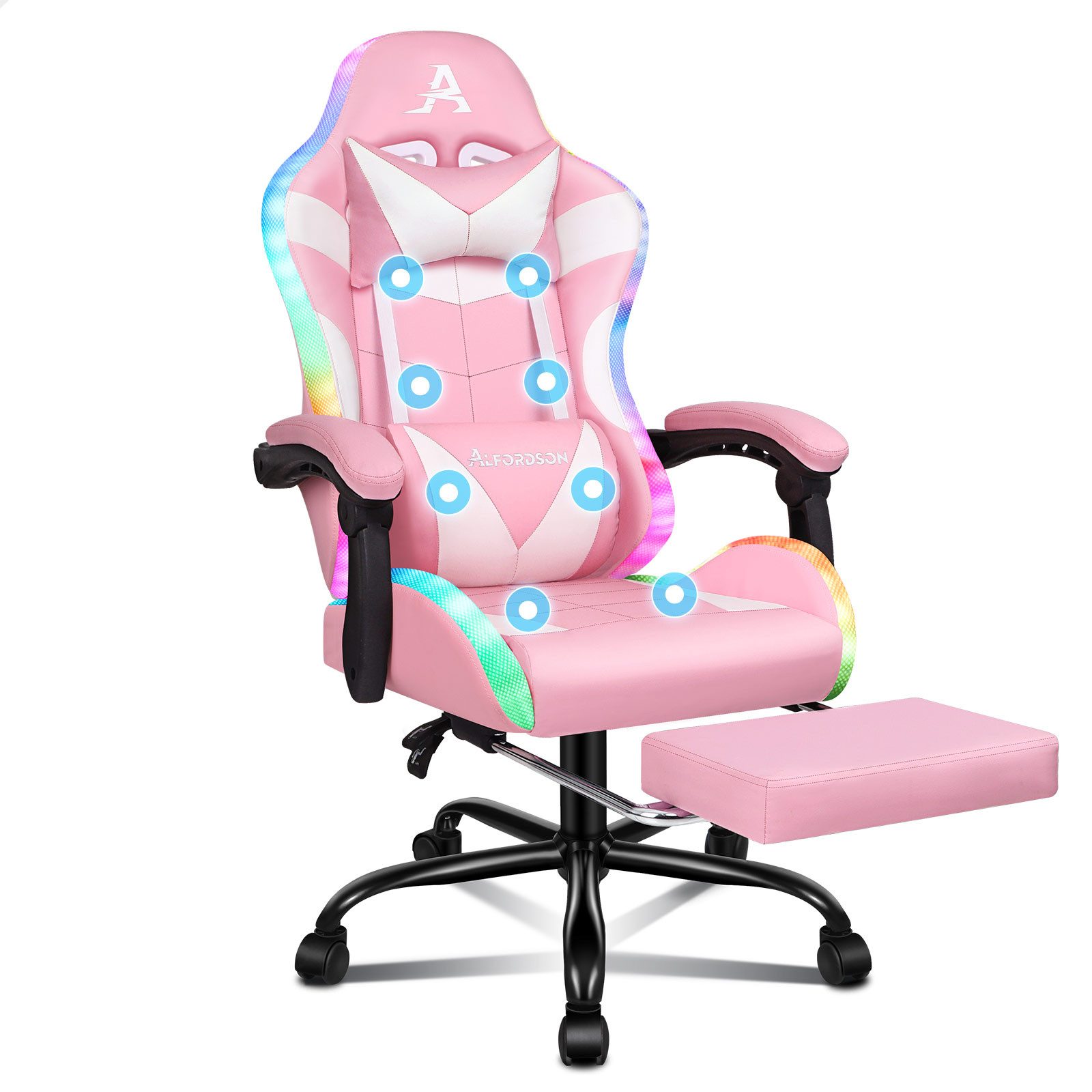 ALFORDSON Gaming-Stuhl Massagestuhl mit LED, ergonomischer Schreibtischstuh günstig online kaufen