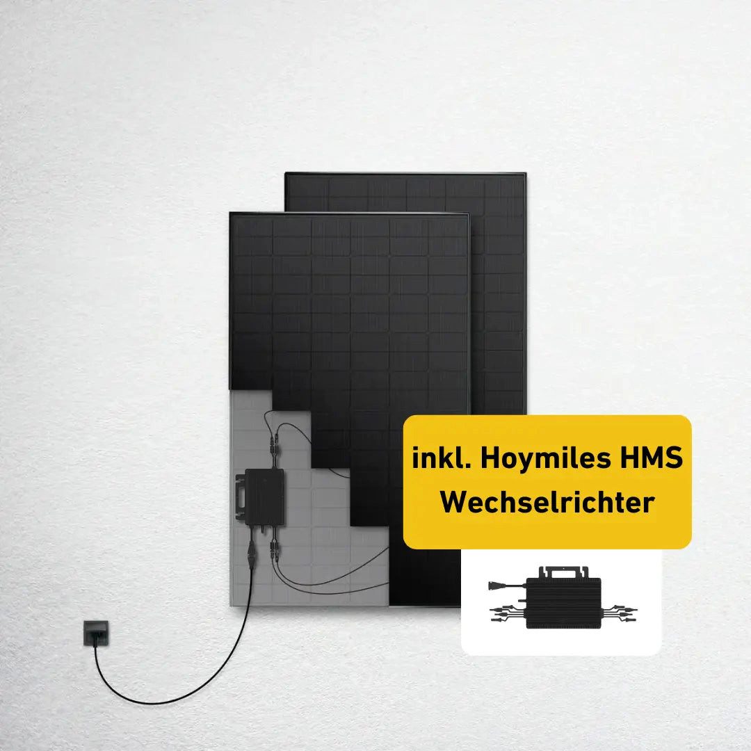 Balkonstrom Balkonkraftwerk 900 Watt, Erweiterungsset, Komplettset Bifazial, Premium, 900 W, Monokristallin, Made in Germany Kabel