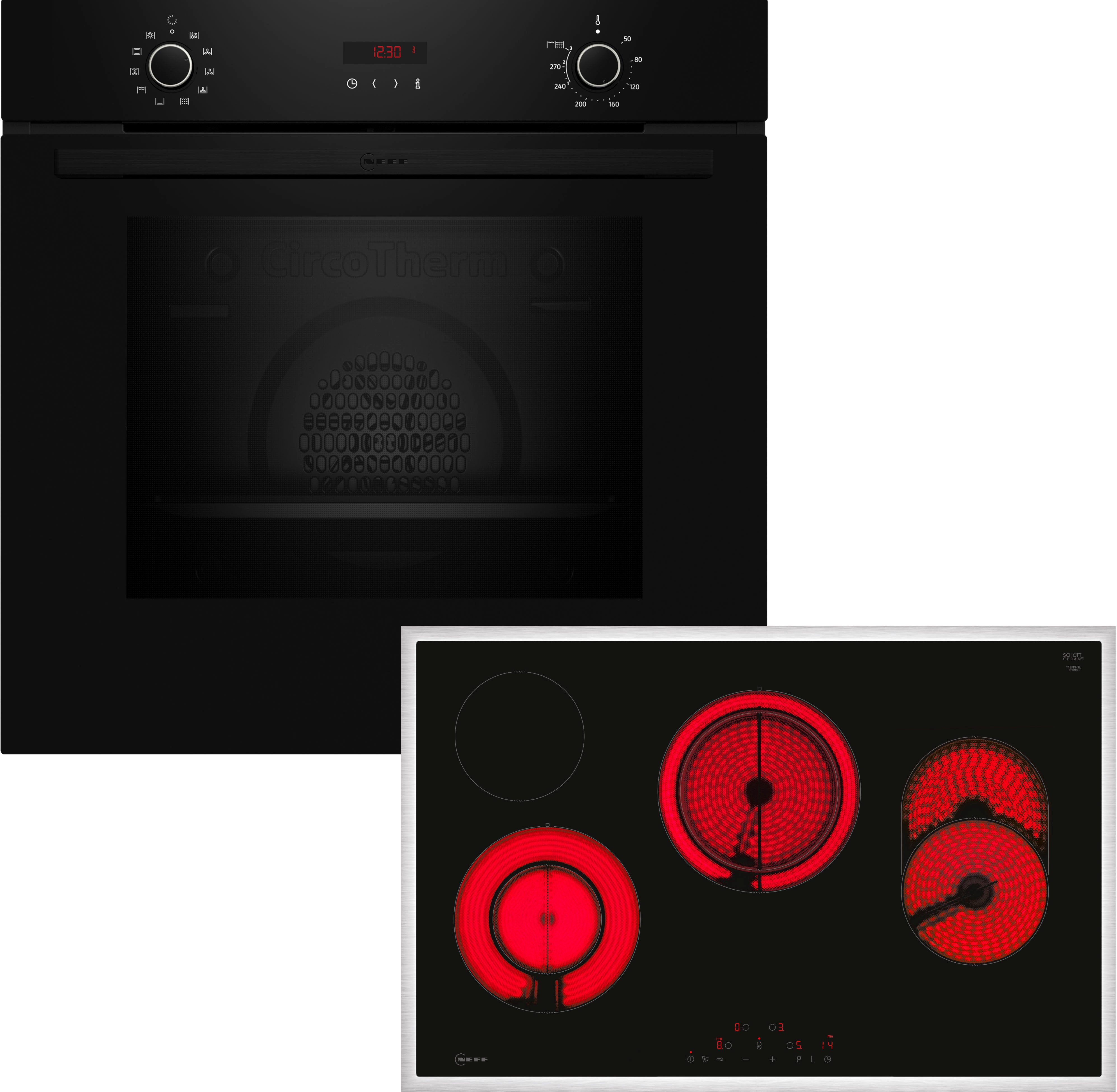 NEFF Backofen-Set BX48PB0, mit Teleskopauszug nachrüstbar, Pyrolyse-Selbstreinigung, mit pyrolytischer Selbstreinigung