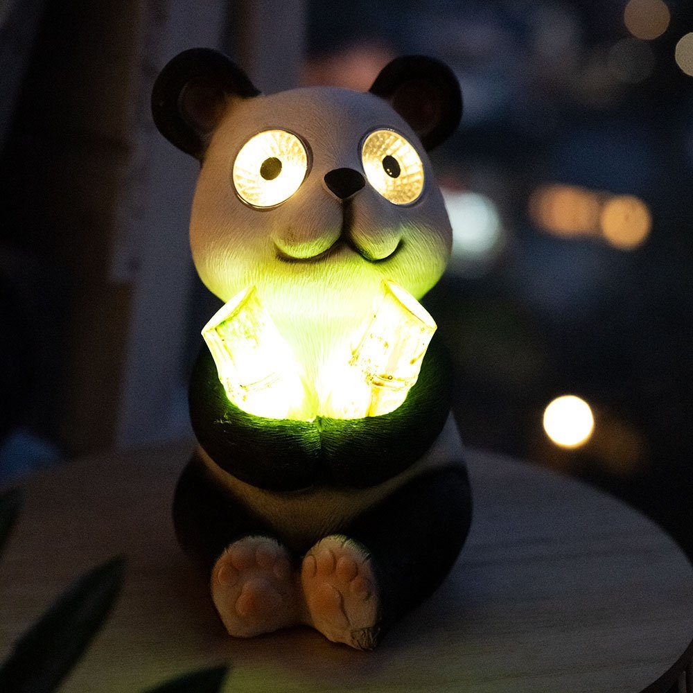 etc-shop LED Dekofigur, LED-Leuchtmittel fest verbaut, Kaltweiß, Warmweiß, LED Außen Deko Leuchte Solar Panda Garten Beleuchtung Terrassen Balkon