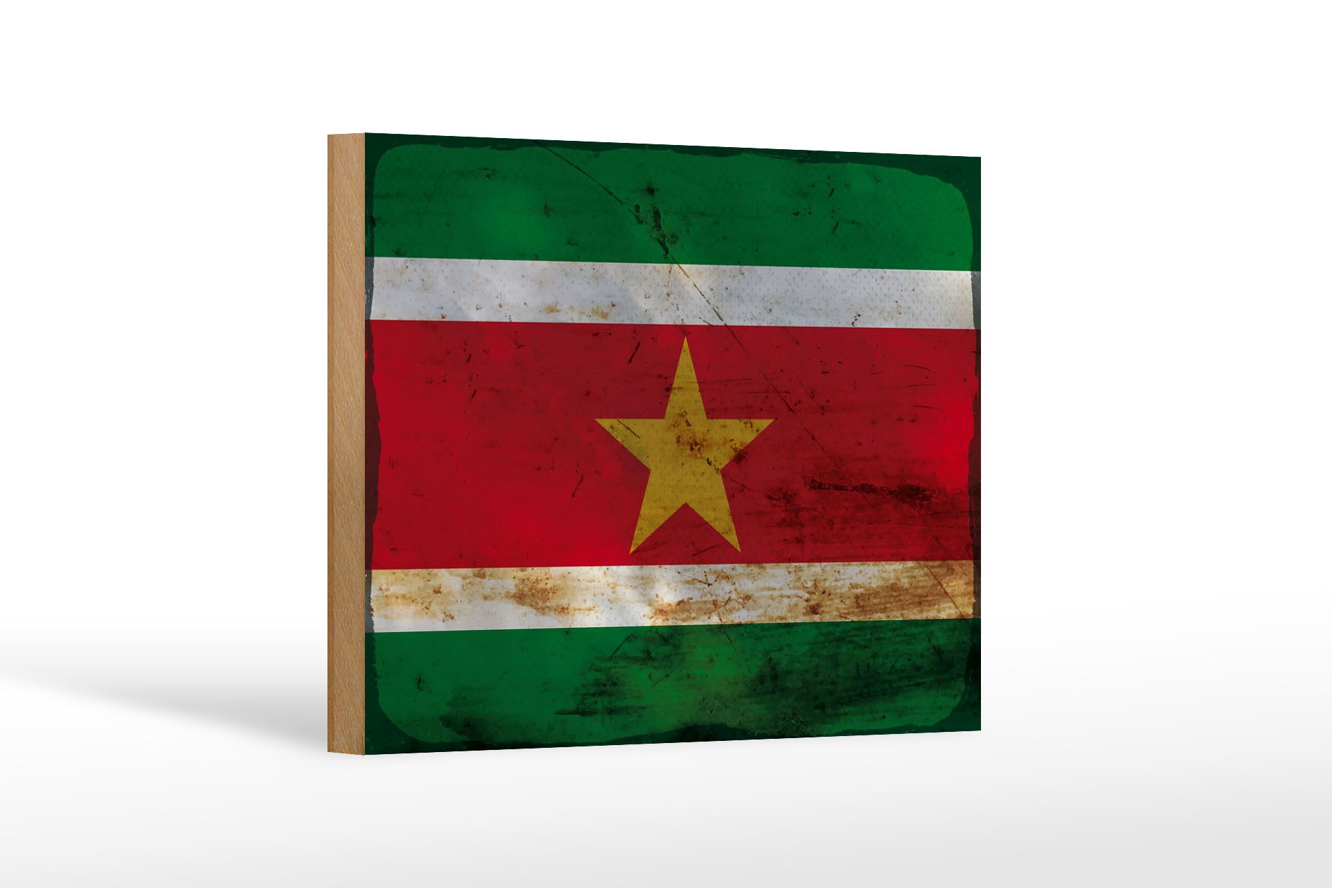 Femer GmbH Holzbild Flagge Suriname 18x12 cm Flag of Suriname Rost, Flaggen (1 St), Glatte Holzfaserplatte (MDF), vorn beschichtet