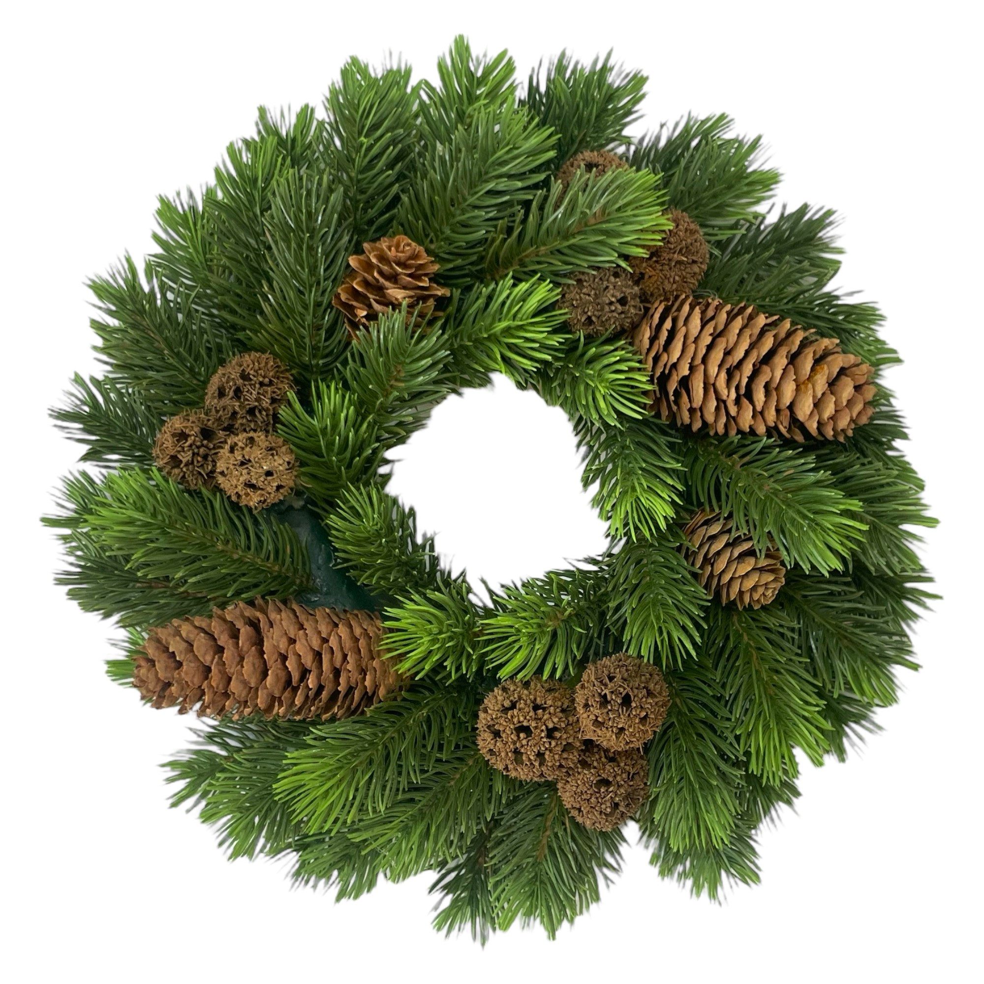Kunstkranz Künstlicher Tannenkranz mit echten Zapfen Ø24cm. Türkranz Adventskranz, Gasper