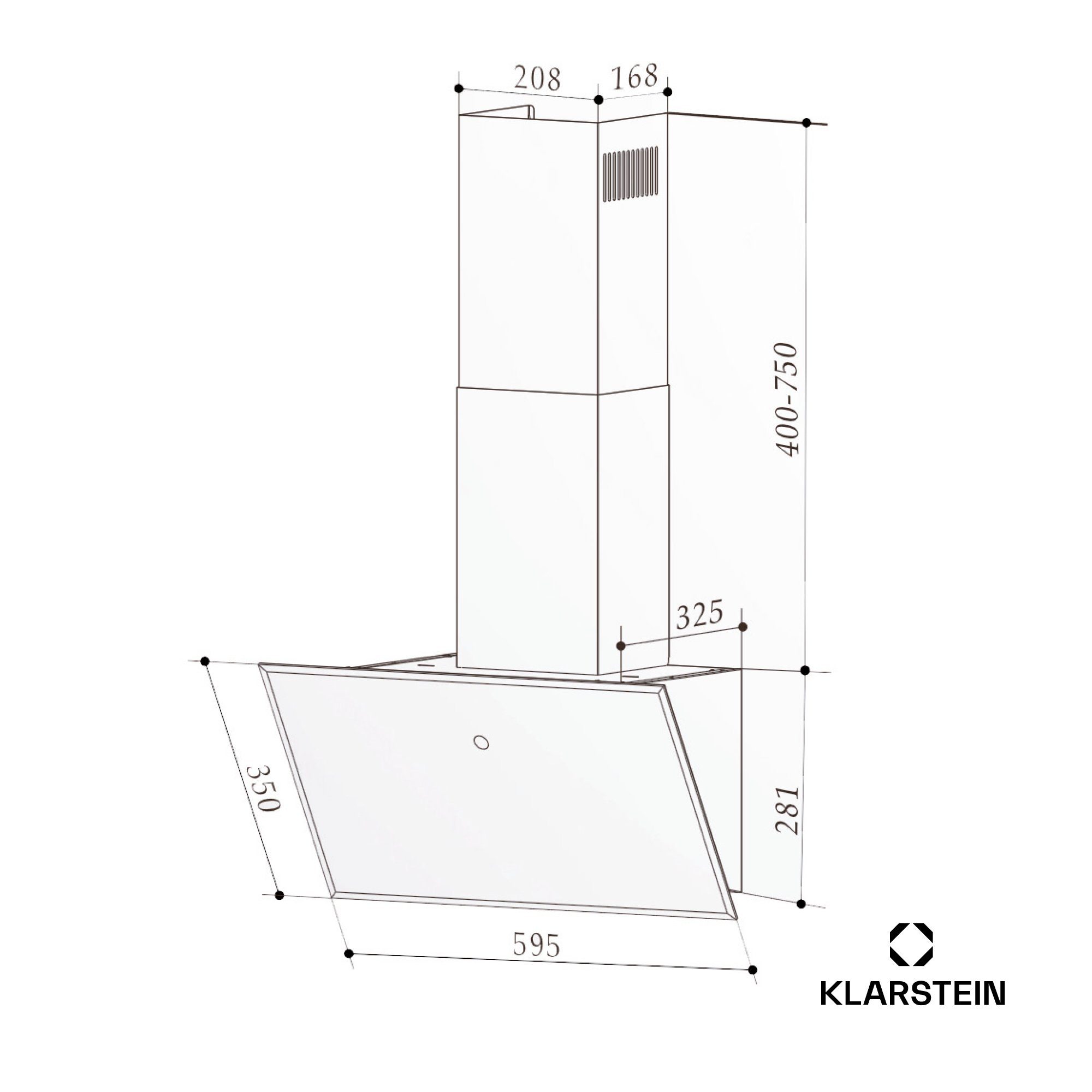 LED Umluft WandhaubeDunstabzugshaube Serie Laurel, CGCH3-Laurel-60BK Deckenhaube Touch Klarstein schwarz Abluft