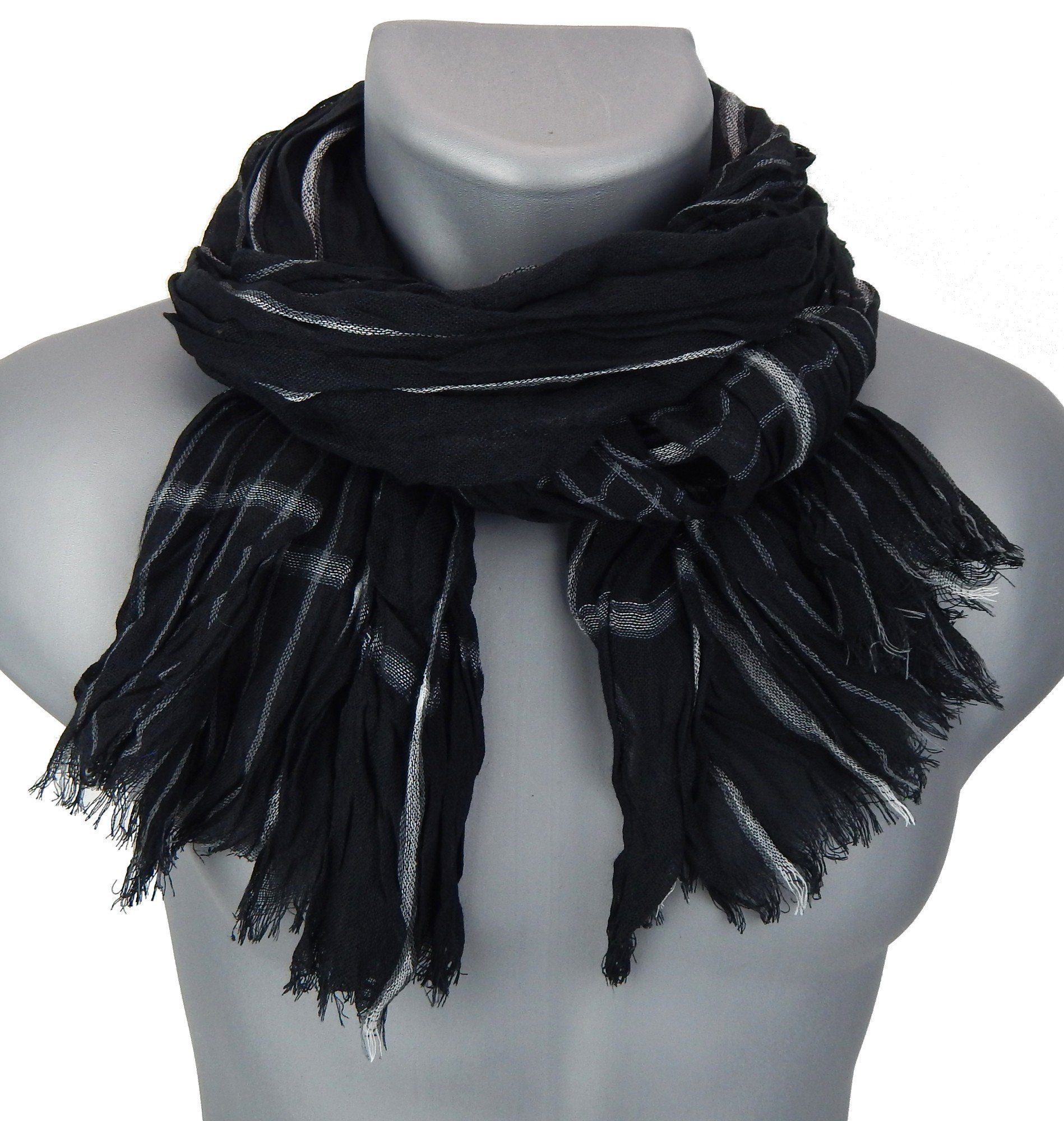 Ella Jonte Modeschal, leichter Herrenschal schwarz weiss Viskose günstig online kaufen