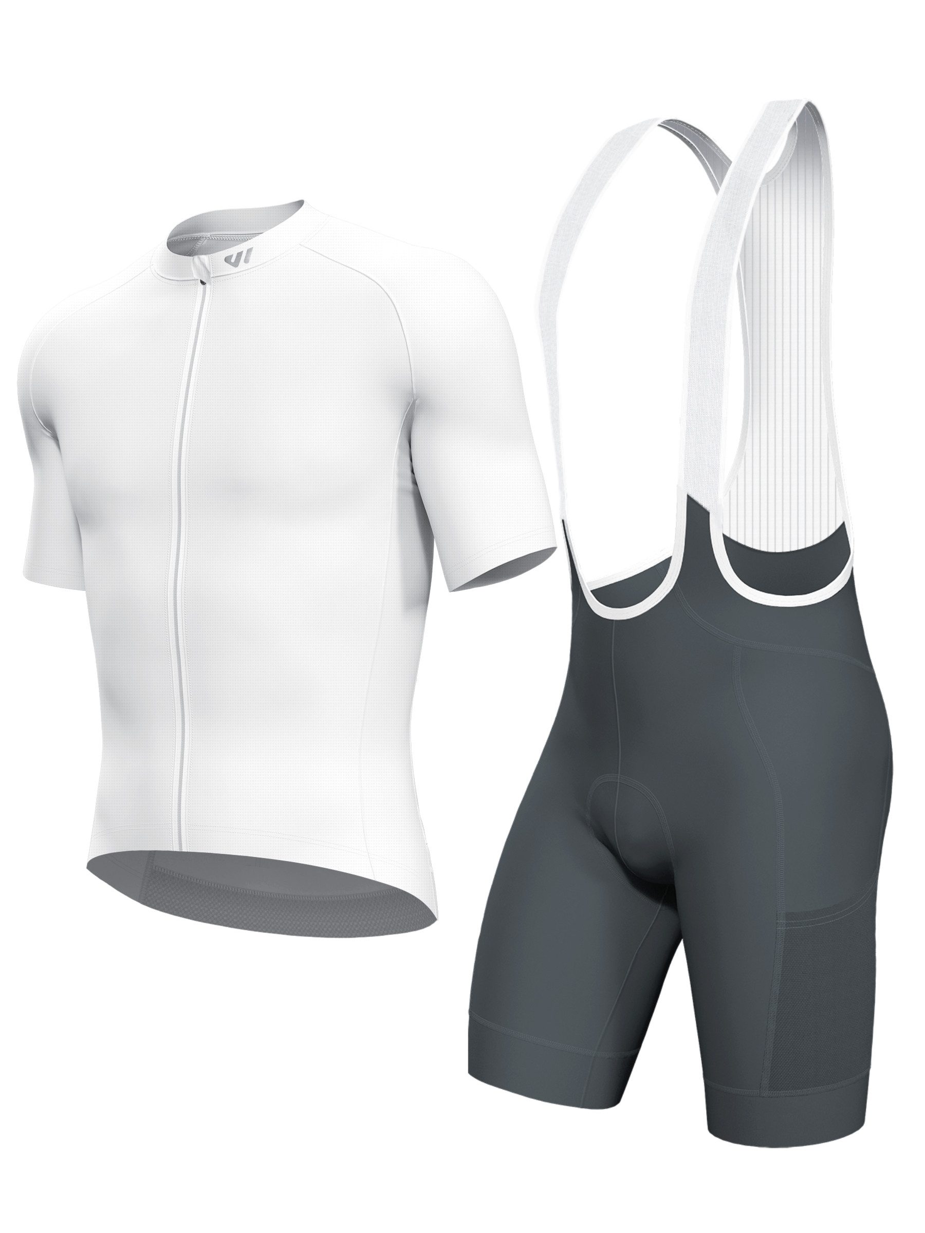 Wulibike Radtrikot Herren Fahrradbekleidungsset mit 3D-Polster & Anti-Rutsch-Silikon (2-tlg) Kurzarm-Radtrikot und Träger-Radhose, insgesamt 6 Taschen