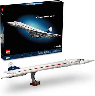 LEGO® Spielbausteine icons Concorde 10318, (Set, 2083 St), Kippbare Flugzeugnase, Zugänglicher Sitzbereich, hinteres Fahrwerk