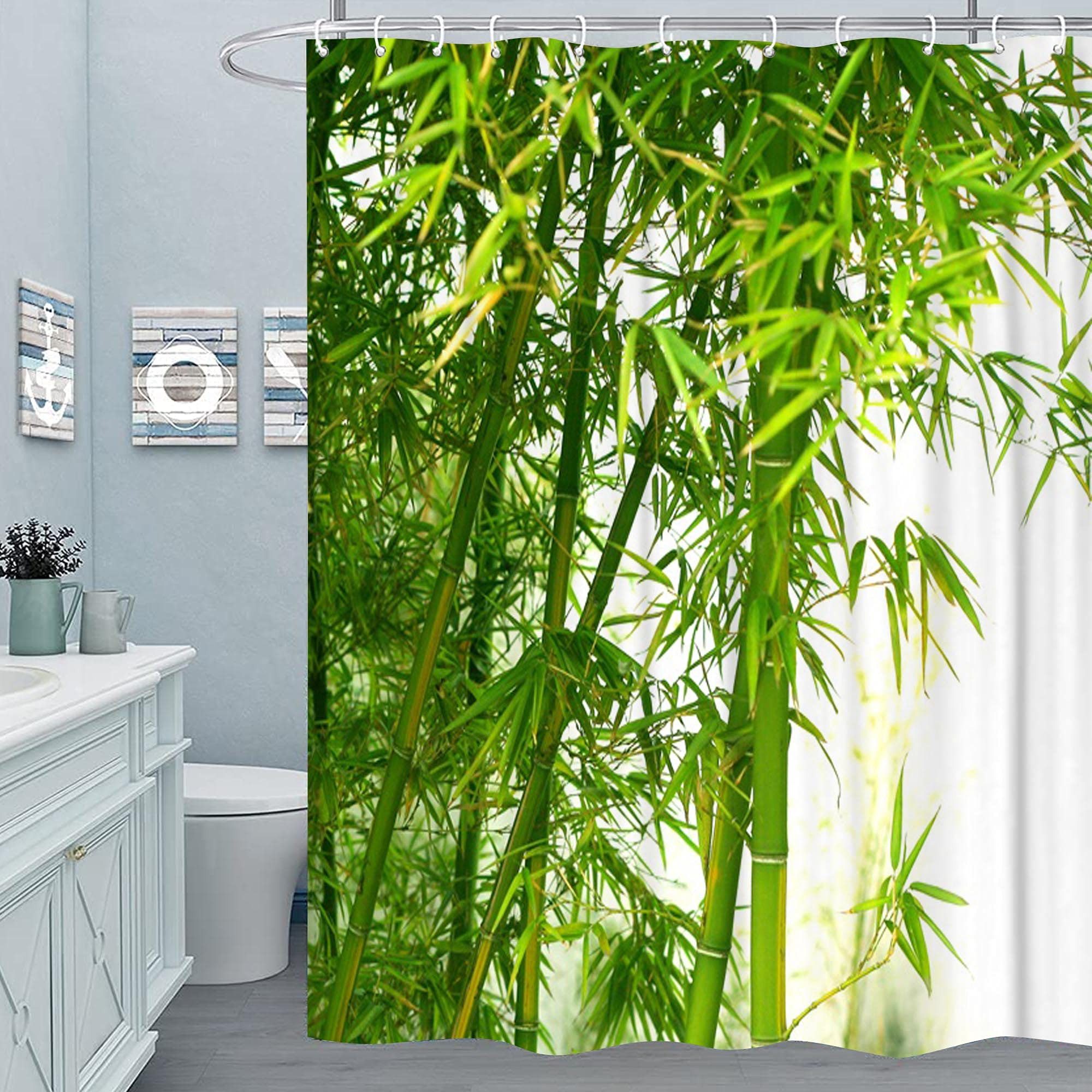 M&W DAS DESIGN Duschvorhang Shower curtains Anti schimmel Waschbar Bambuswald 180x200 180x180 Breite 180 cm