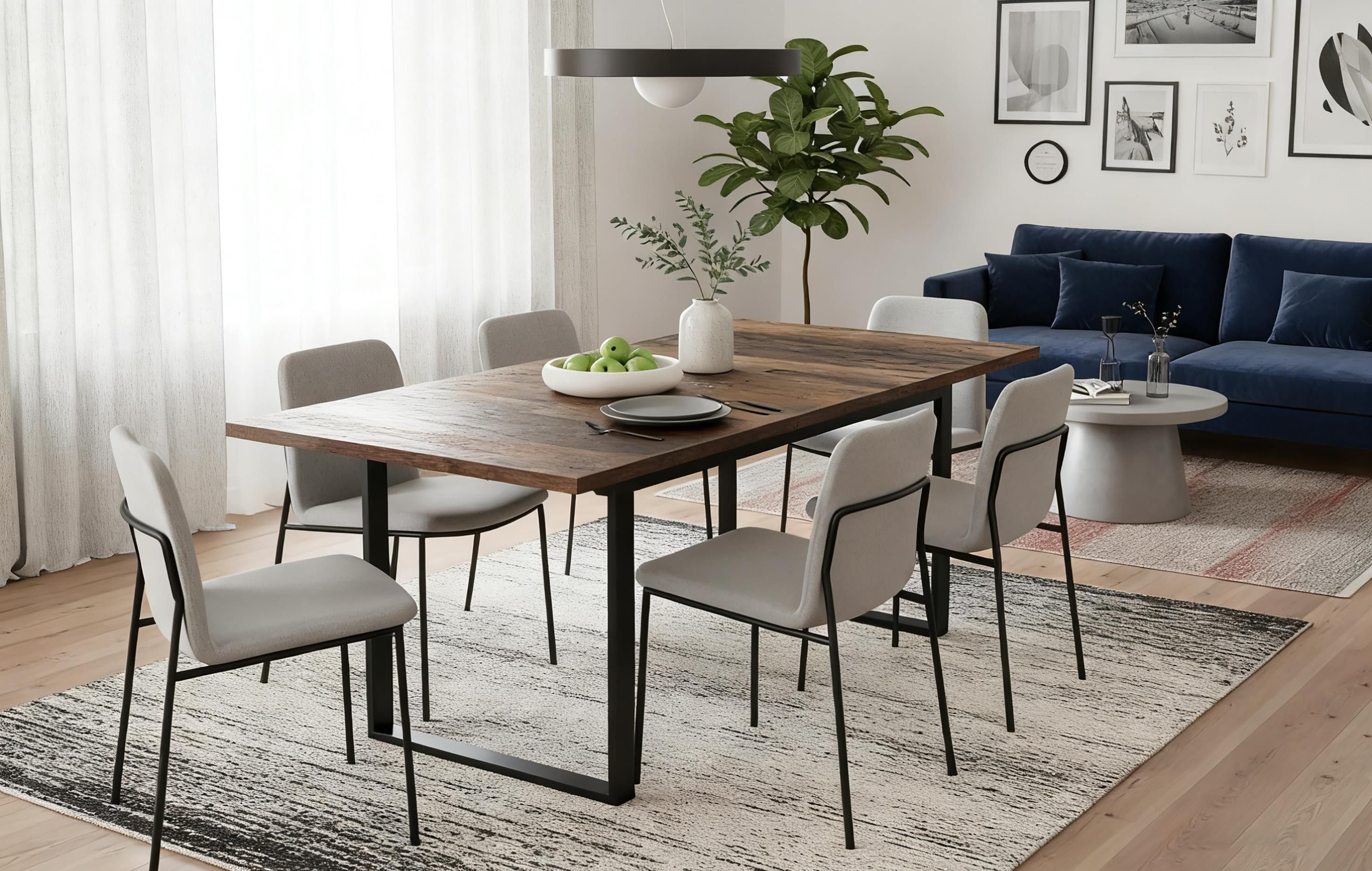 B&D home Esstisch LARS, Metallgestell schwarz oder weiß, ausziehbar 120-160cm, 4-6 Personen