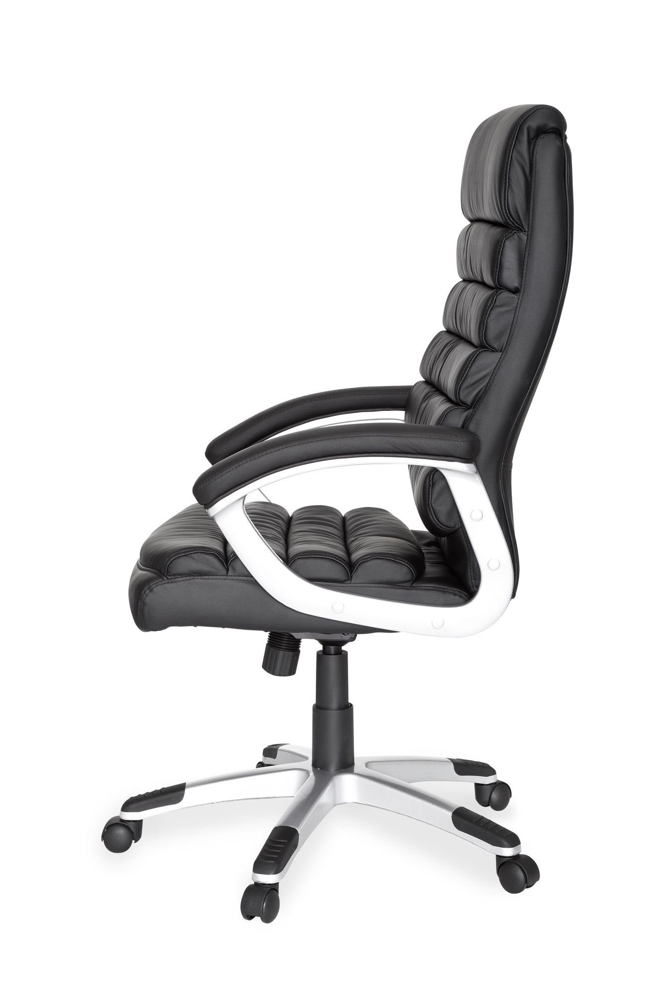kg), Kopfstütze 120 ergonomisch Kunstleder mit Schwarz Schreibtischstuhl bis FINEBUY Bürostuhl | Schwarz Schreibtischstuhl SuVa1021_1 Schwarz (Valencia,
