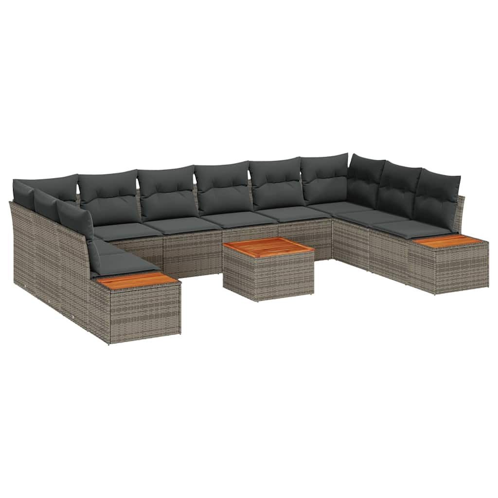 vidaXL Loungesofa Garten-Sofa-Set 11 pcs Grau 344 x 209 x 85 cm Poly Rattan, 11 Teile