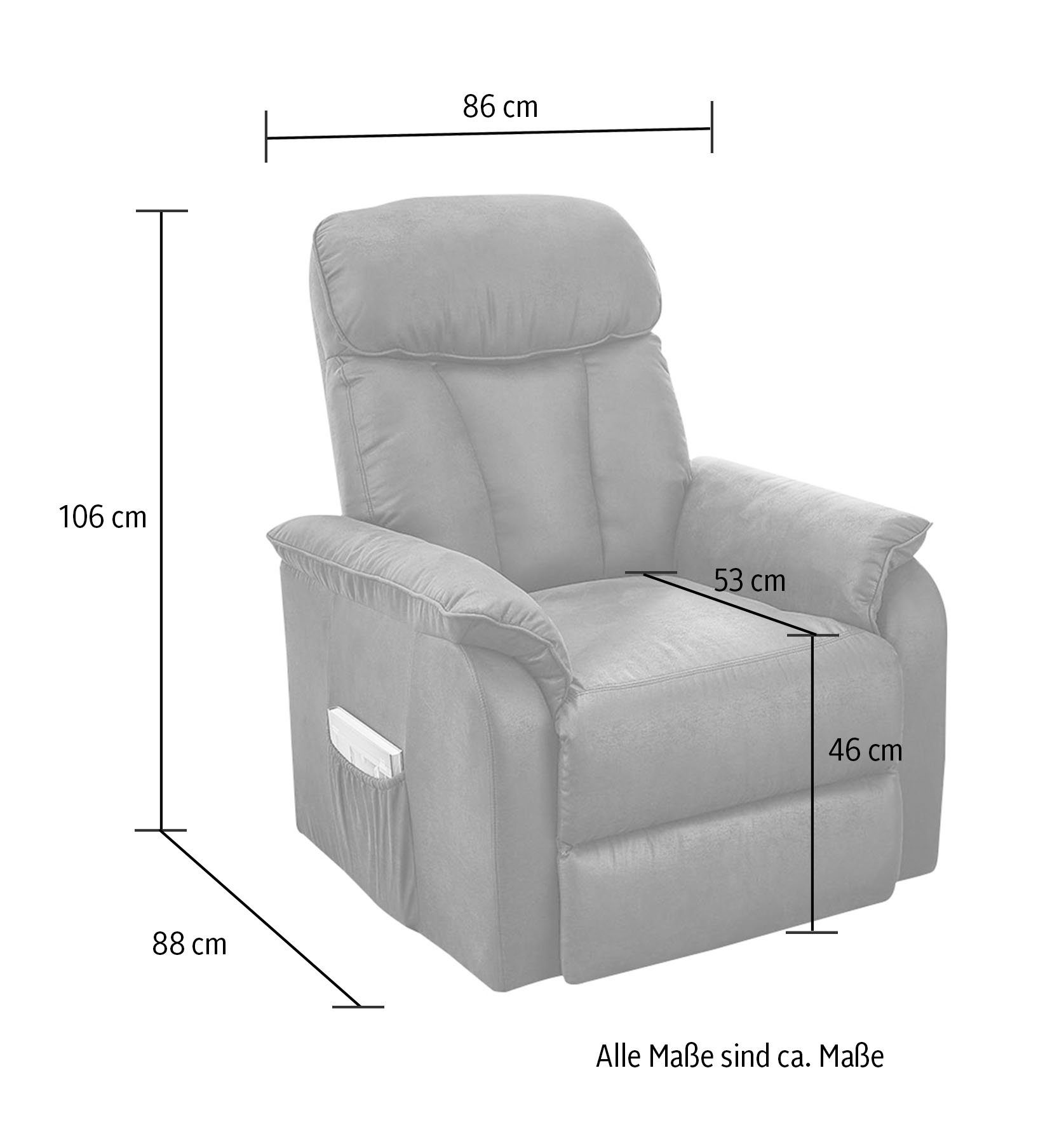 Nosagfederung TV-Sessel durch Dorsten, Körperdruckverstellung, Gruppe TFK mit und Jockenhöfer Liegefunktion