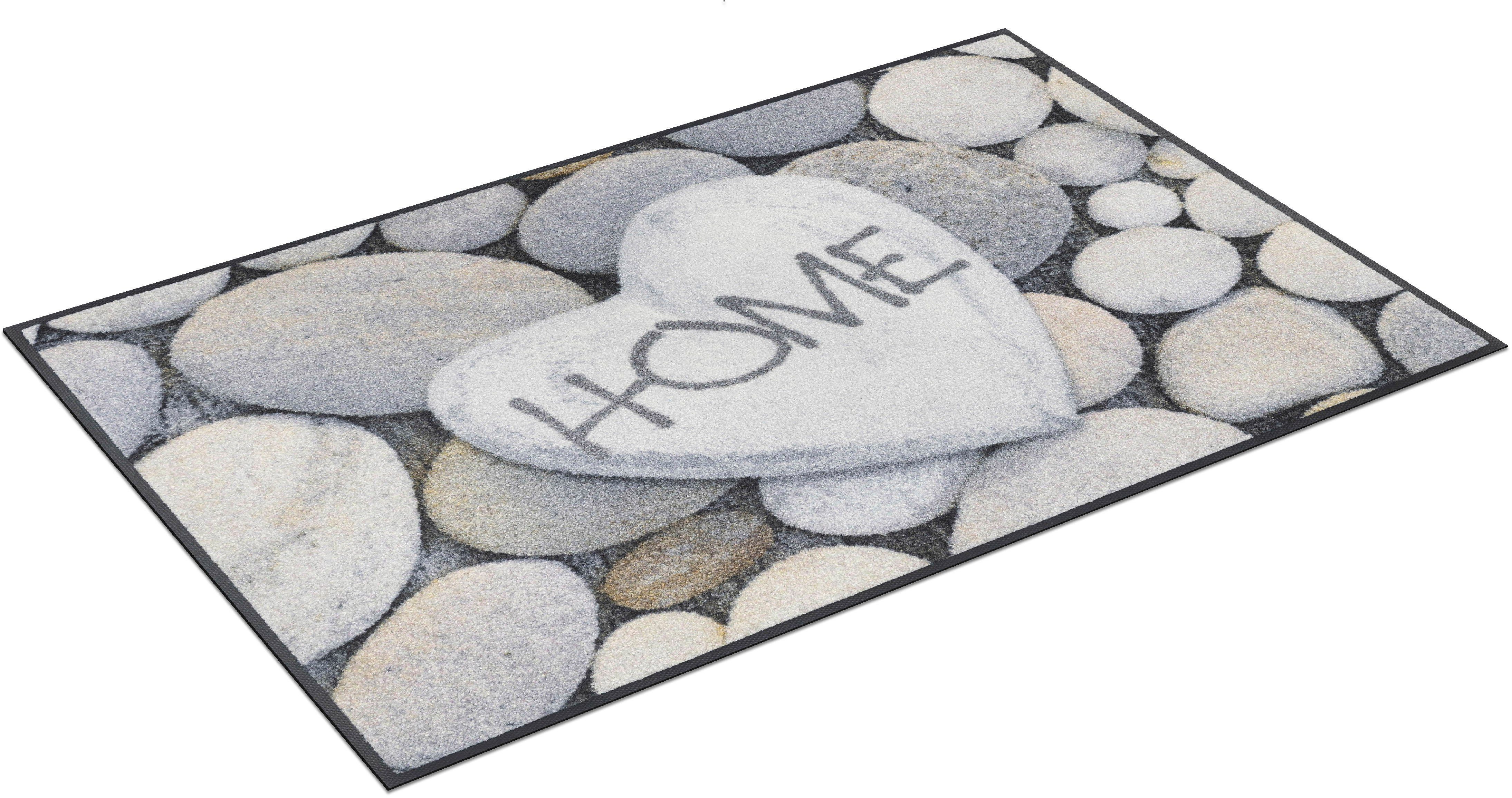 Fußmatte Pebble Stones, Wash+dih dich by kleen-tex, rechteckig, Höhe: 7 mm, Schmutzfangmatte, Motiv Kieselsteine, mit Spruch, rutschhemmend
