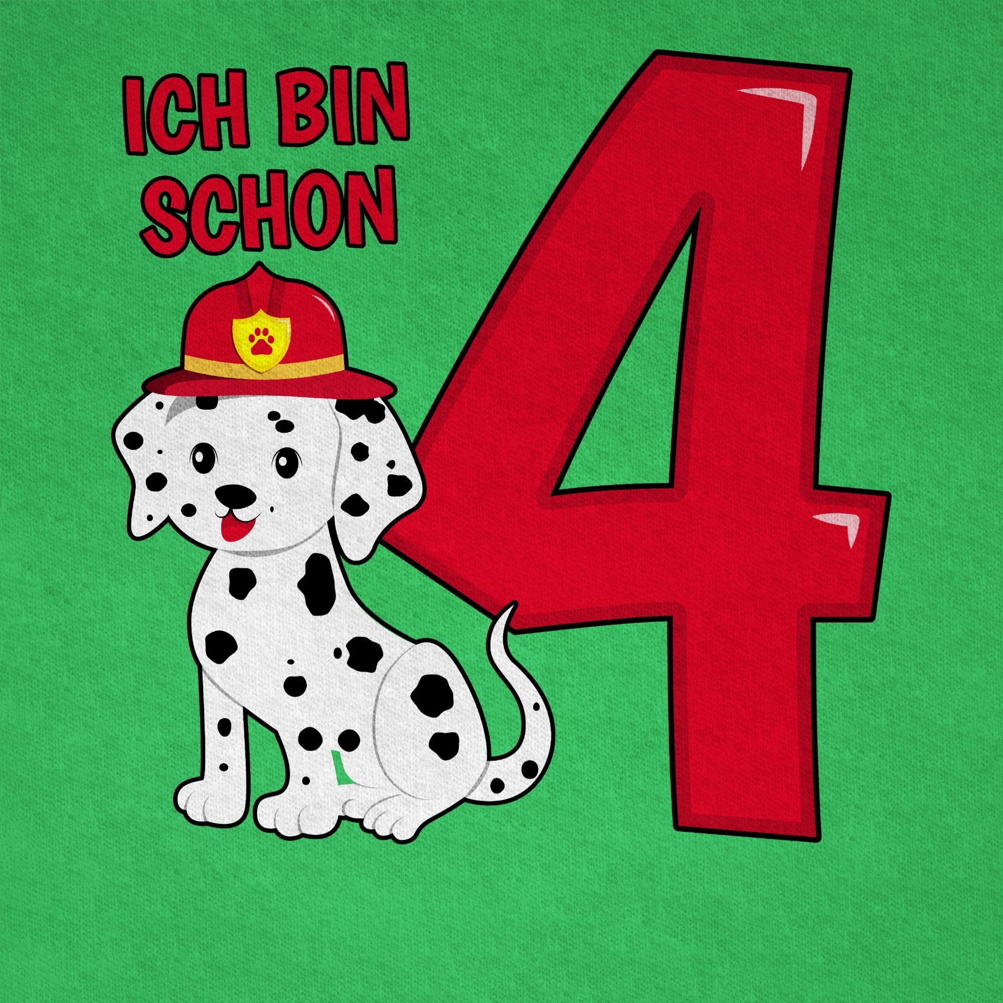 Shirtracer T-Shirt 4. schon Grün Feuerwehr Hund Geburtstag Ich bin vier 03