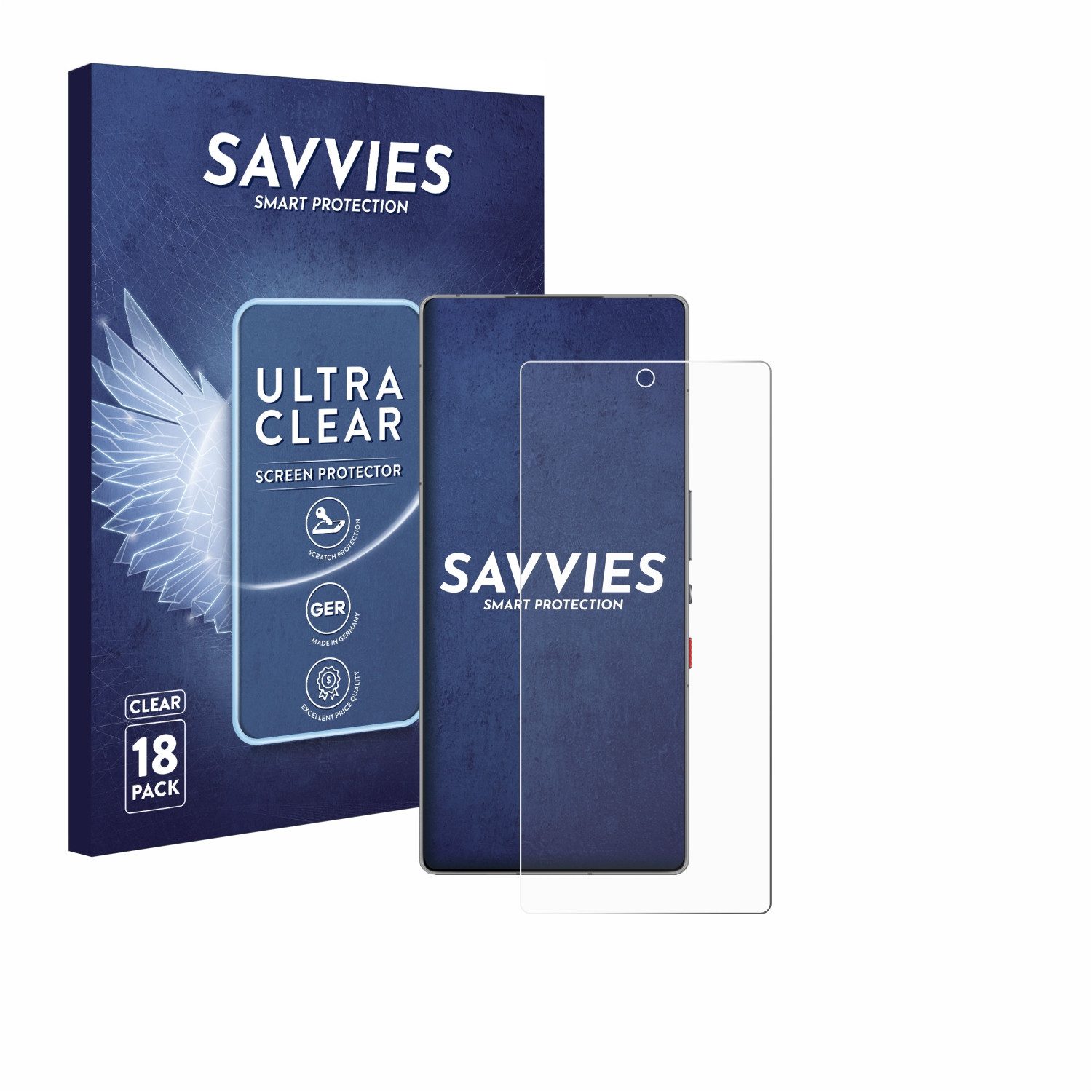 Savvies Displayschutzfolie Schutzfolie für ZTE Nubia Red Magic 11 Pro Plus, 18 Stück, Displayschutz Schutz Folie Klar Transparent