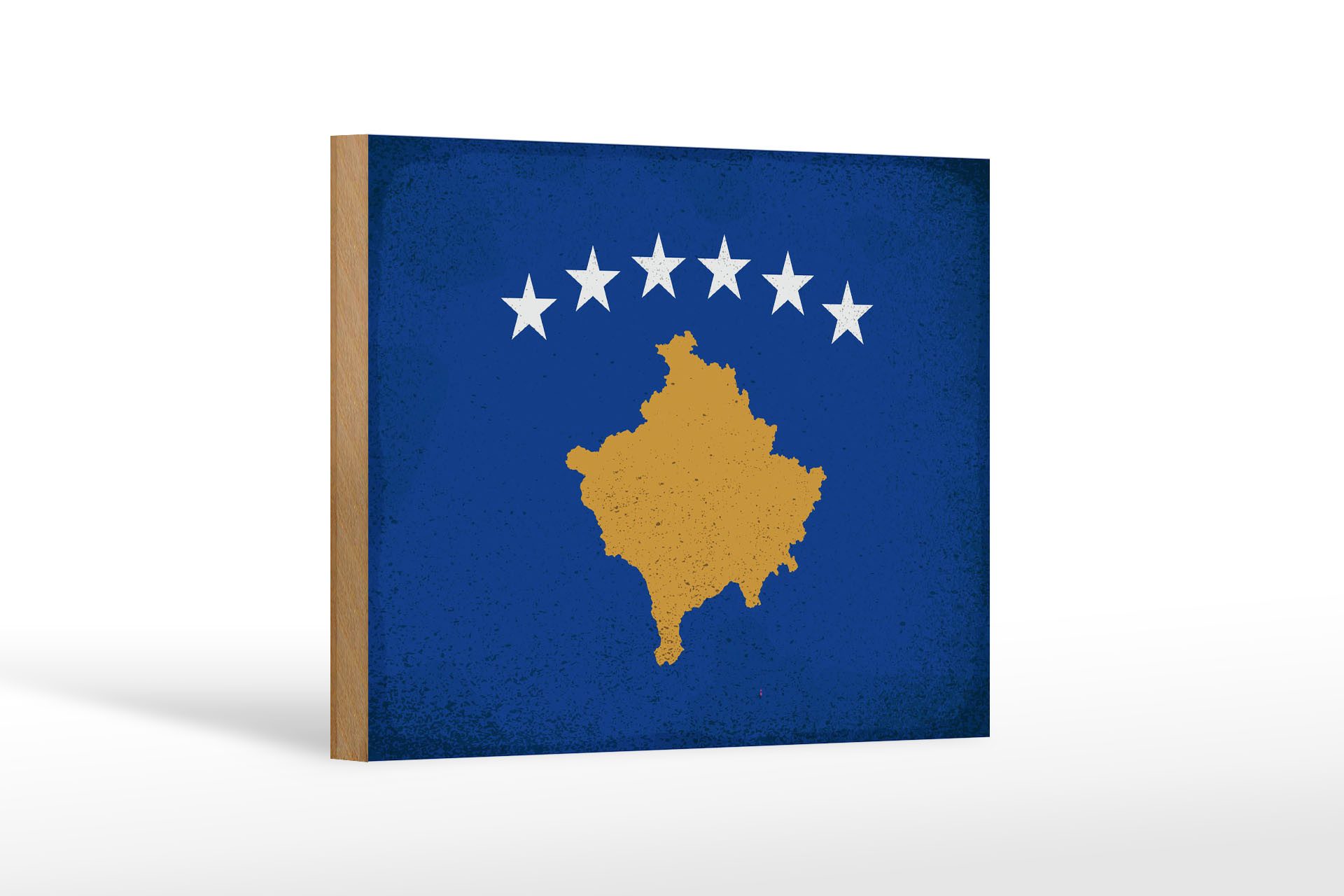 Femer GmbH Holzbild Flagge Kosovo 18x12 cm Flag of Kosovo Vintage, Flaggen (1 St), Glatte Holzfaserplatte (MDF), vorn beschichtet