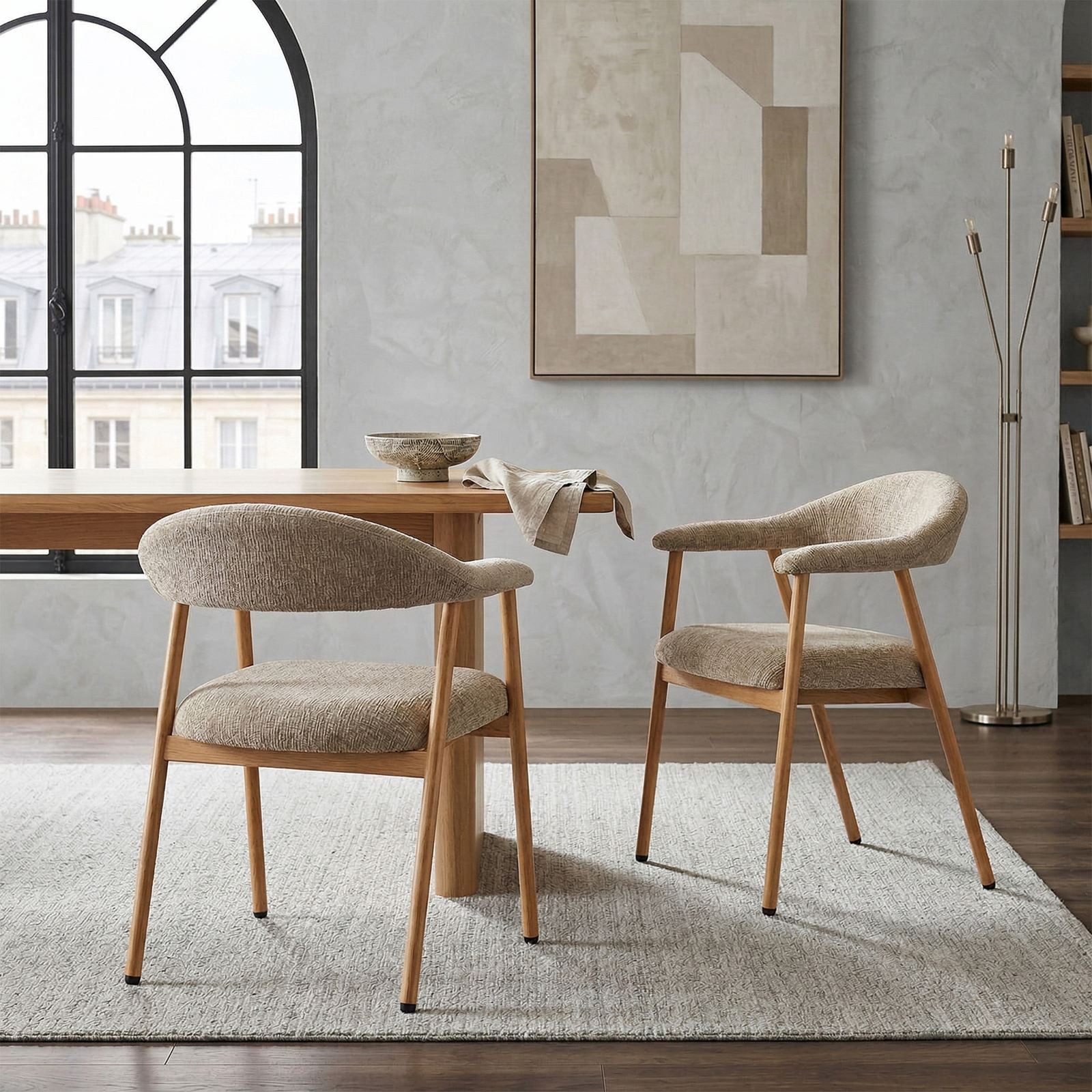 IDIMEX Esszimmerstuhl ARLO (2 St), Esszimmerstühle 2er Set gepolstert mit Stoffbezug Beige