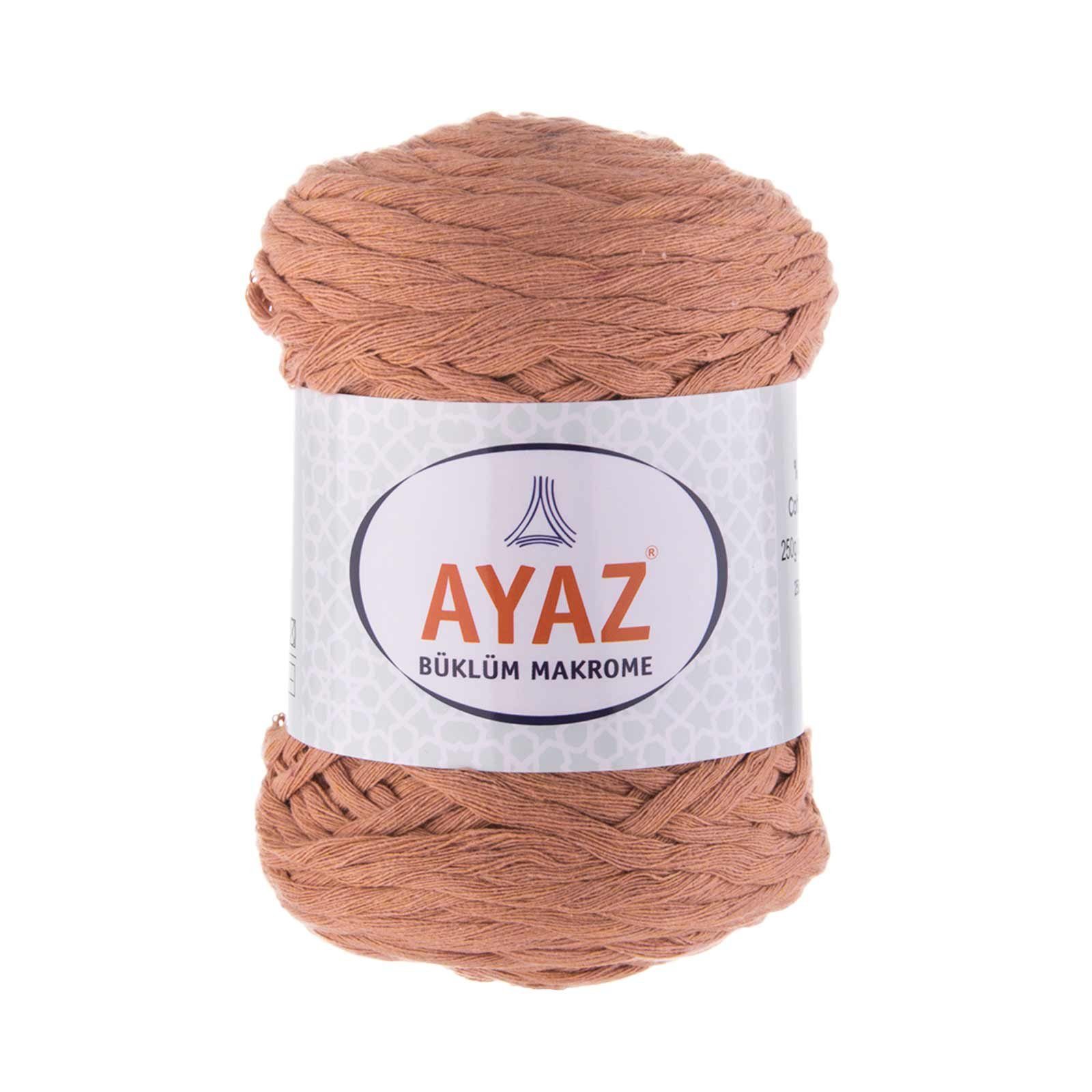 AYAZ 4 x 250g Strickgarn Büklüm Makrome Häkelwolle, 1221 beigerot
