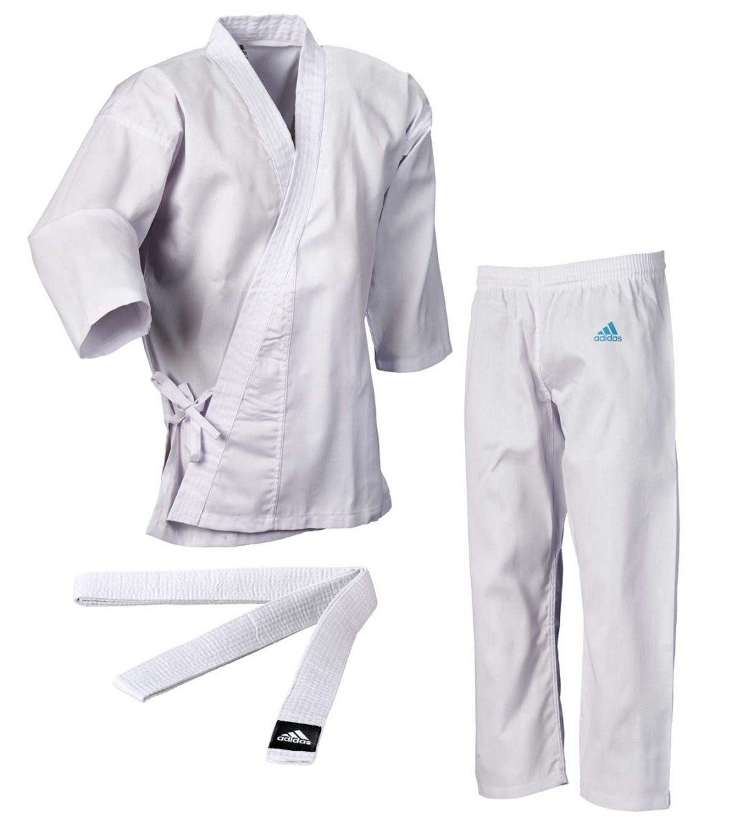 adidas Performance Karateanzug Basic für weiß Gürtel und Jacke, Einsteiger Hose mit