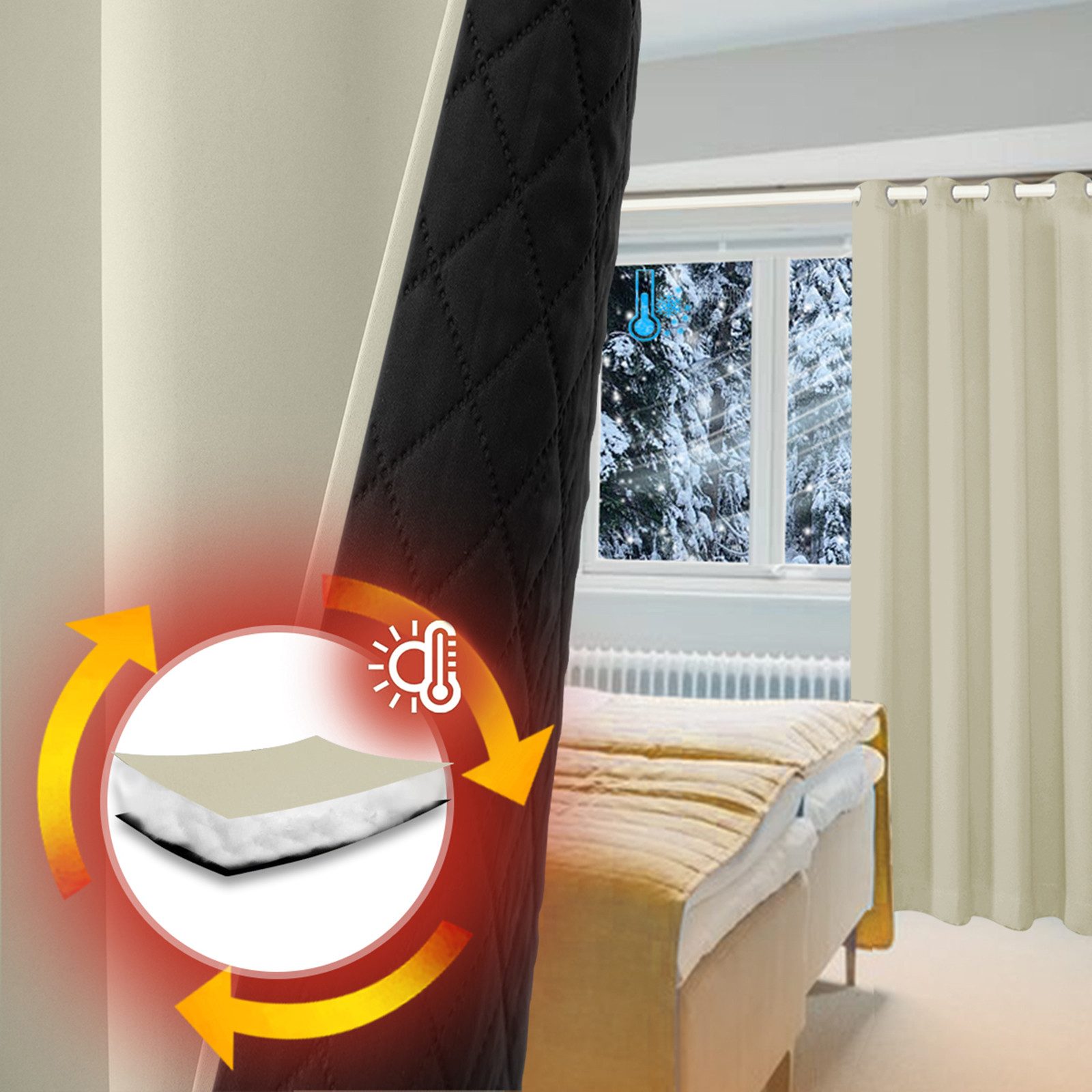 Qelus Outdoorvorhang Winddicht Wasserdicht Thermovorhänge Kälteschutz günstig online kaufen