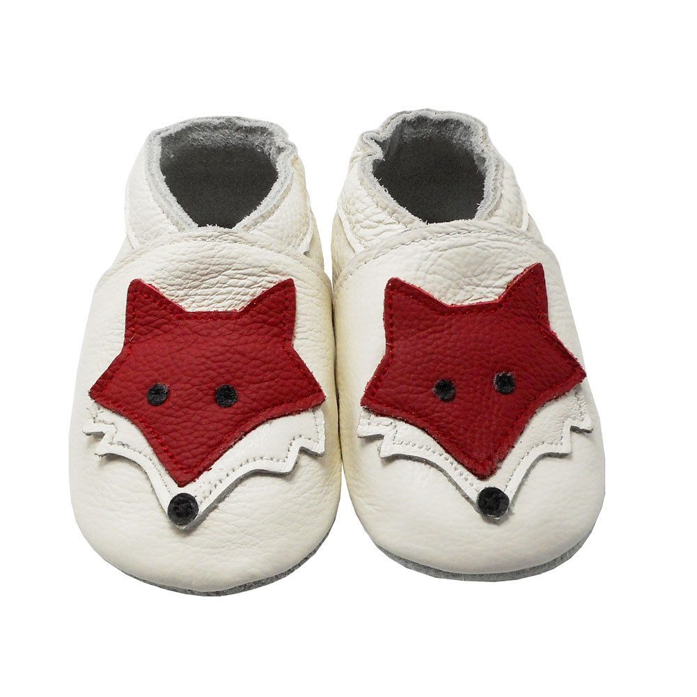 Yihakids Baby Krabbelschuhe Lauflernschuhe Hausschuhe Lederschuhe Fuchs Barfußschuh Babyschuhe aus 100 % echtem Leder