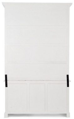 Casa Padrino Stauraumschrank Casa Padrino Landhausstil Schrank mit Leiter Antik Weiß 143,5 x 40,6 x H. 233,7 cm - Bücherschrank - Regalschrank - Wohnzimmerschrank - Büroschrank - Landhausstil Möbel