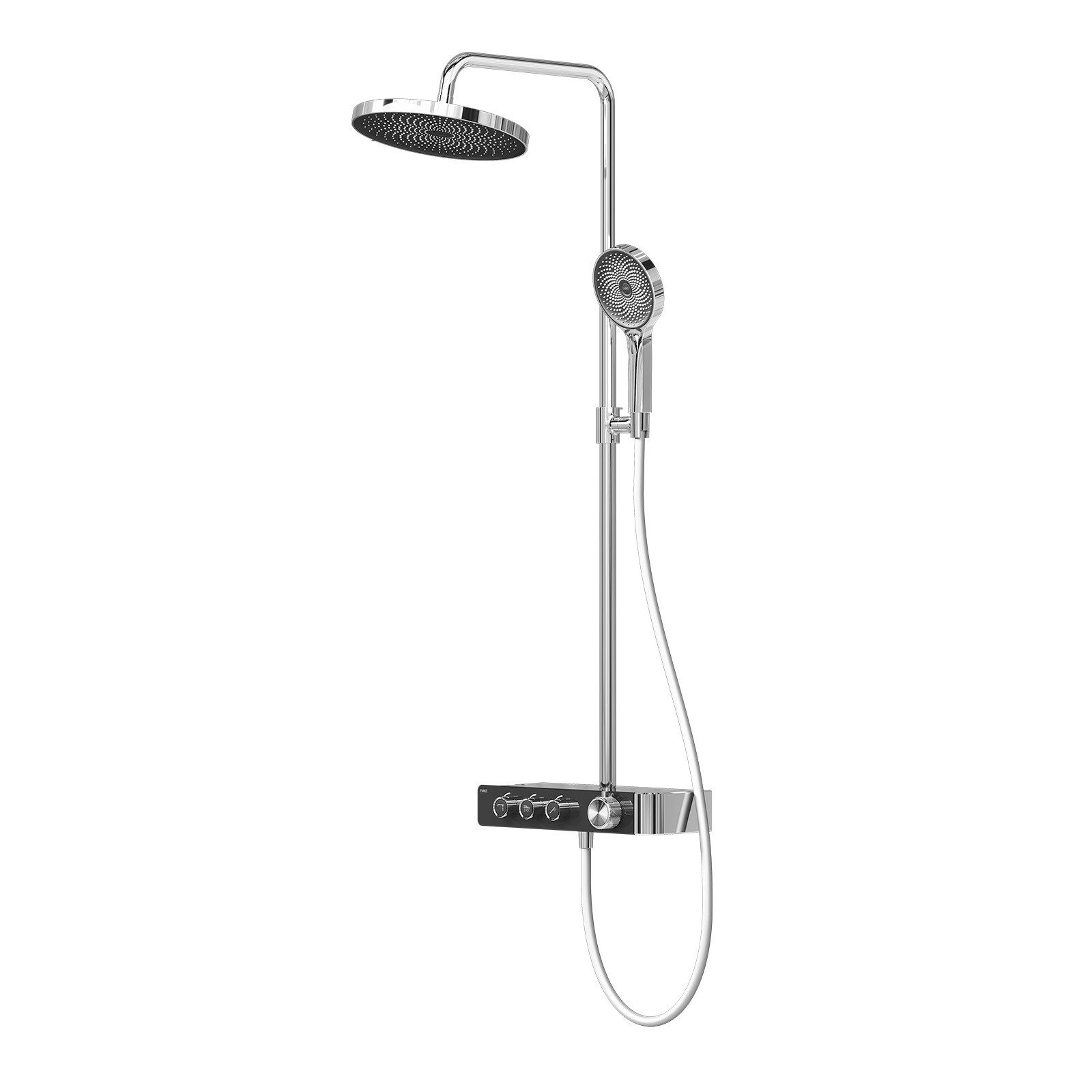 EMKE Duschsystem Thermostat Duschsystem Rund, Regendusche Set mit Duschkopf und Armatur, Höhe 131 cm, 3 Strahlart(en), Brausegarnitur Duschsäule mit 150cm Schlauch