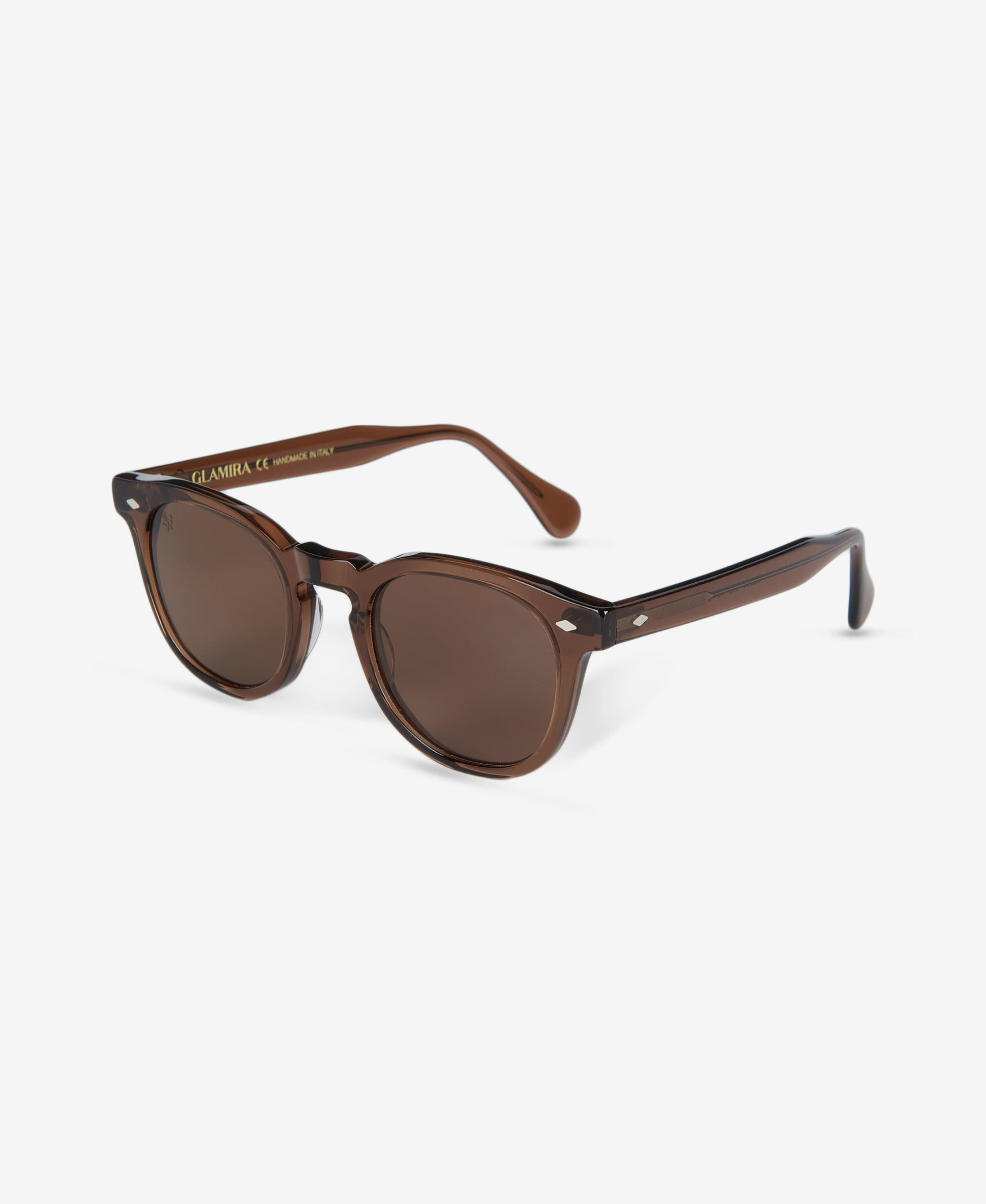 GLAMIRA Sonnenbrille Glänzend Braune Runde Damensonnenbrille (1-St) mit polarisierten Linsen