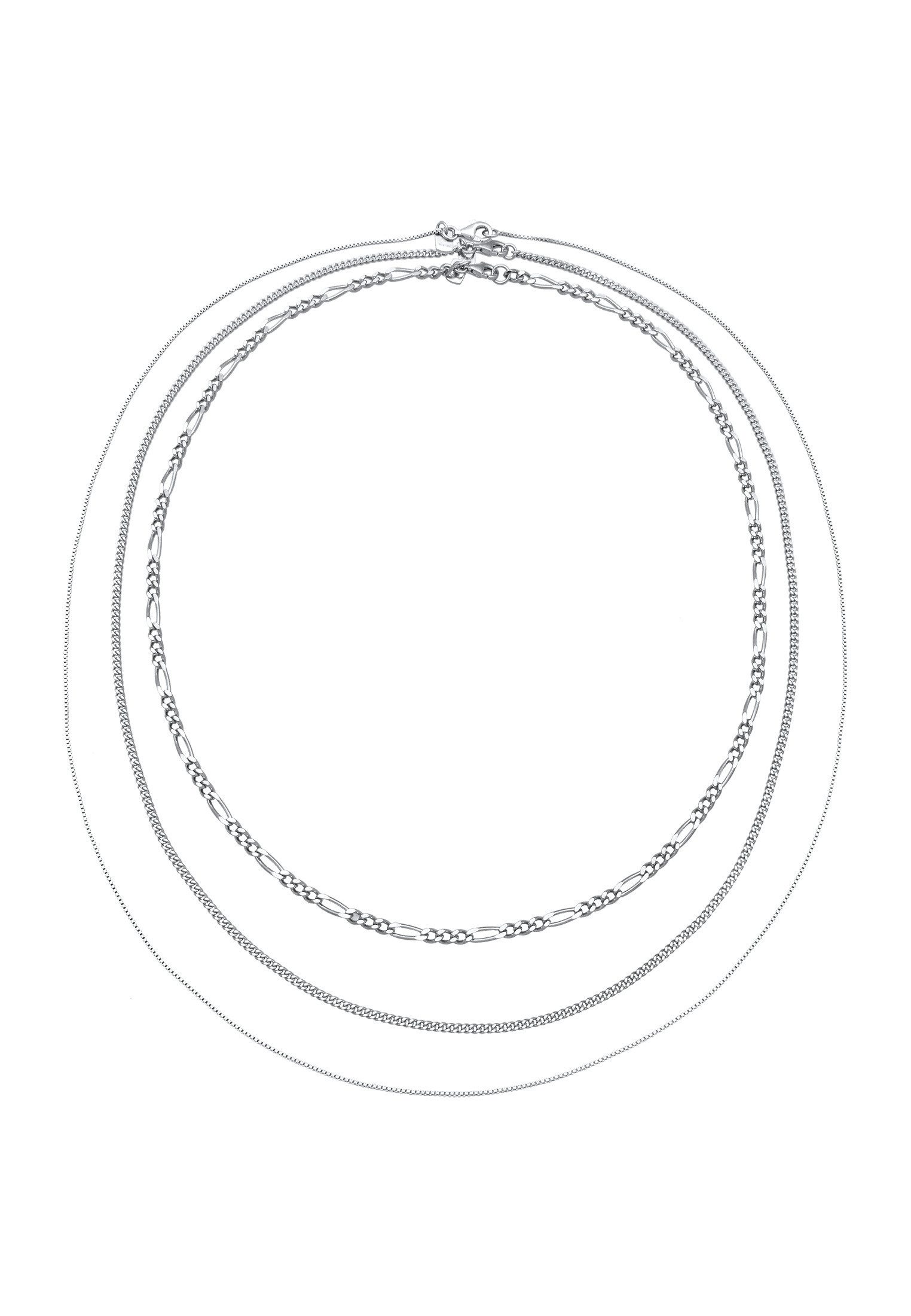 Kuzzoi Ketten-Set Herren Basic 3er Set 925 Sterling Silber