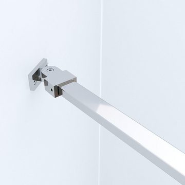 AQUALAVOS Duschwand Duschwand 100/ 120 cm Walk In dusche Duschtrennwand mit Spritzschutz, aus 8 mm Einscheiben-Sicherheitsglas (ESG) mit Nano-Beschichtung, Duschabtrennung mit Stabilisator auf Duschtassen oder Boden montierbar