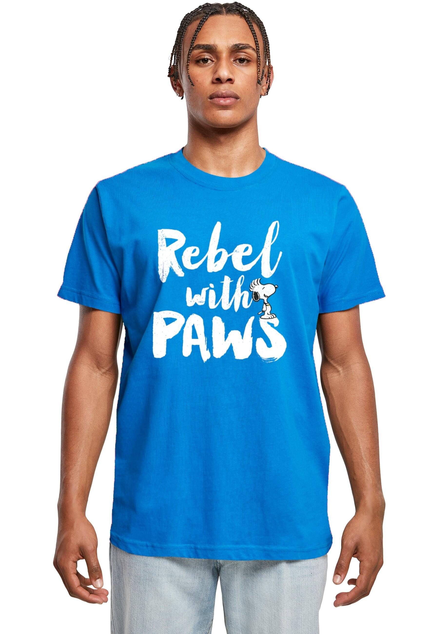 Merchcode T-Shirt Herren Peanuts - Rebel with paws T-Shirt Round Neck (1-tlg) cobaltblue