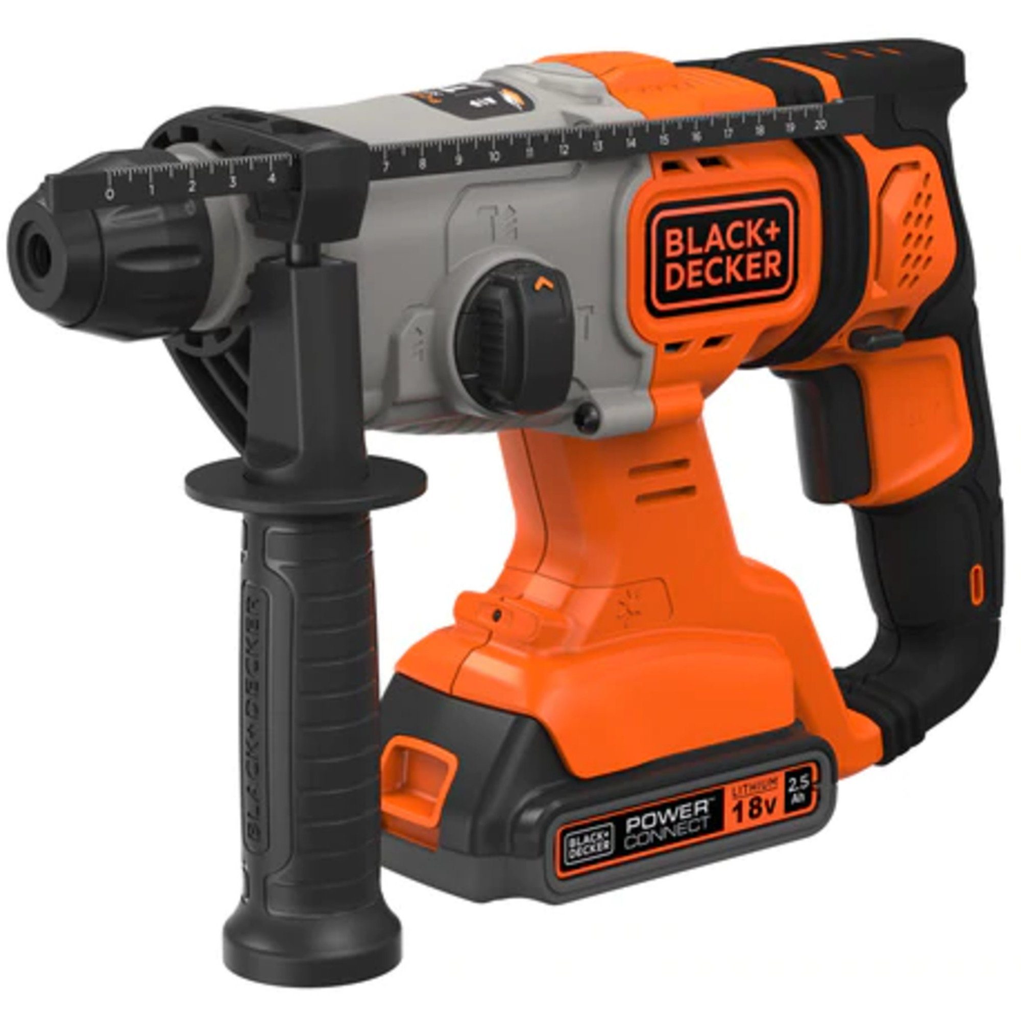 Black + Decker Hohlmeißel BLACK+DECKER Akku-Kombihammer BCD900E2K, 18Volt