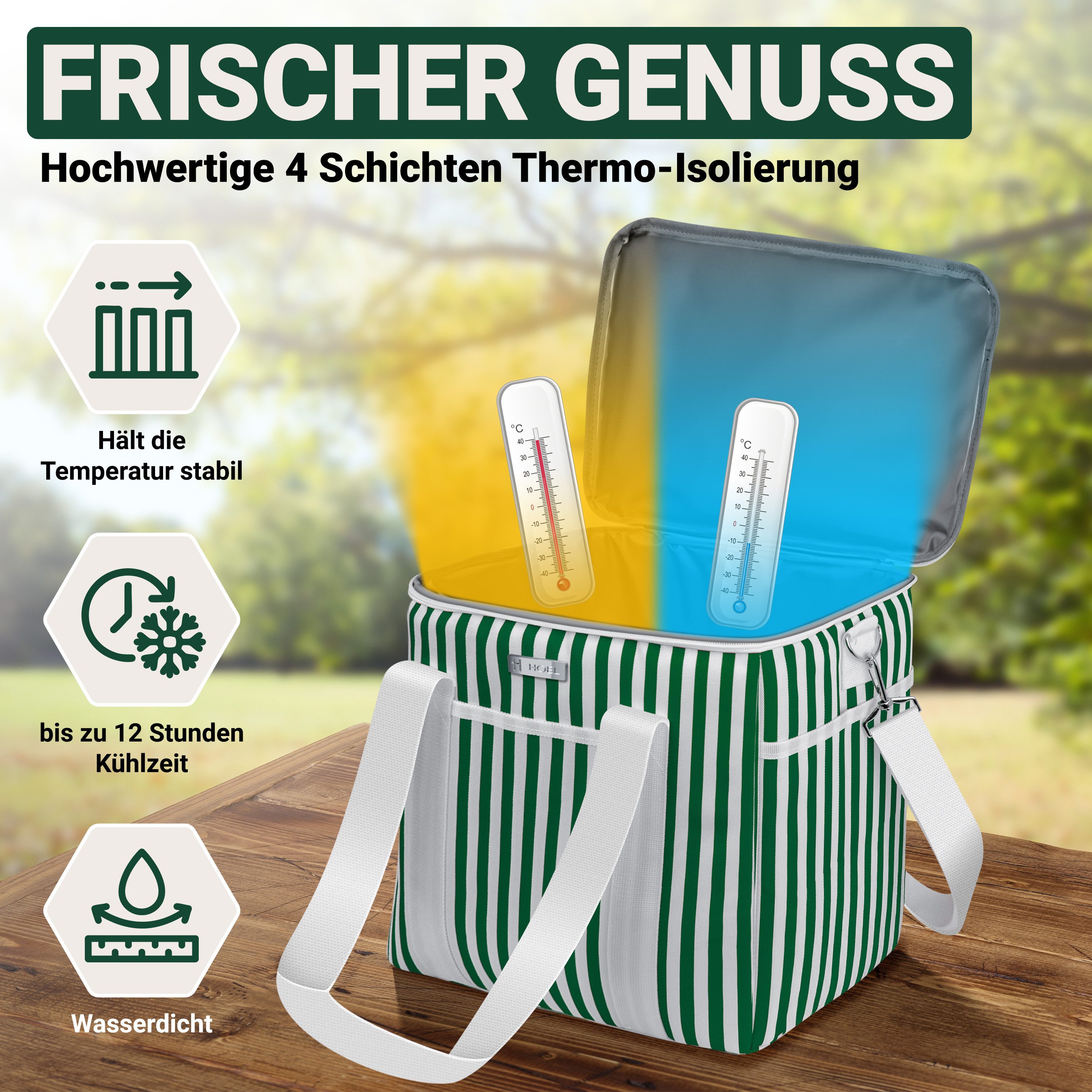 HOEL Kühltasche HOEL Kühltasche klein 20L & Gross 30L - Isoliertasche - Lunchtasche – Bild 2 von 5