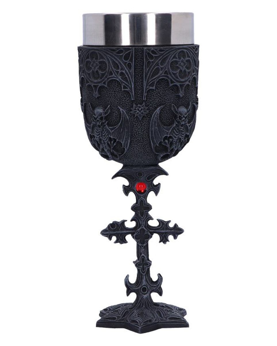 Horror-Shop Dekofigur Vampir Gothic Kelch mit Kreuz & Edelstein als Tisc