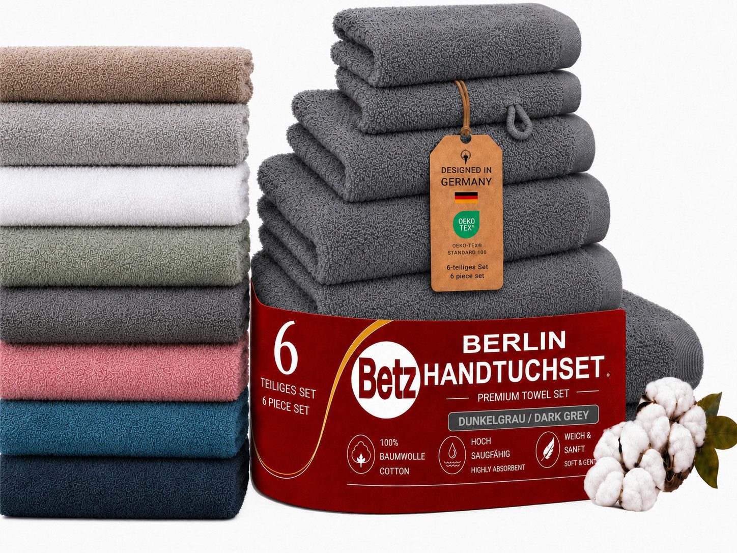 Betz Handtuch Set 6 TLG. Handtuch Set Handtücher Berlin, 100% Baumwolle (set, 6-St)