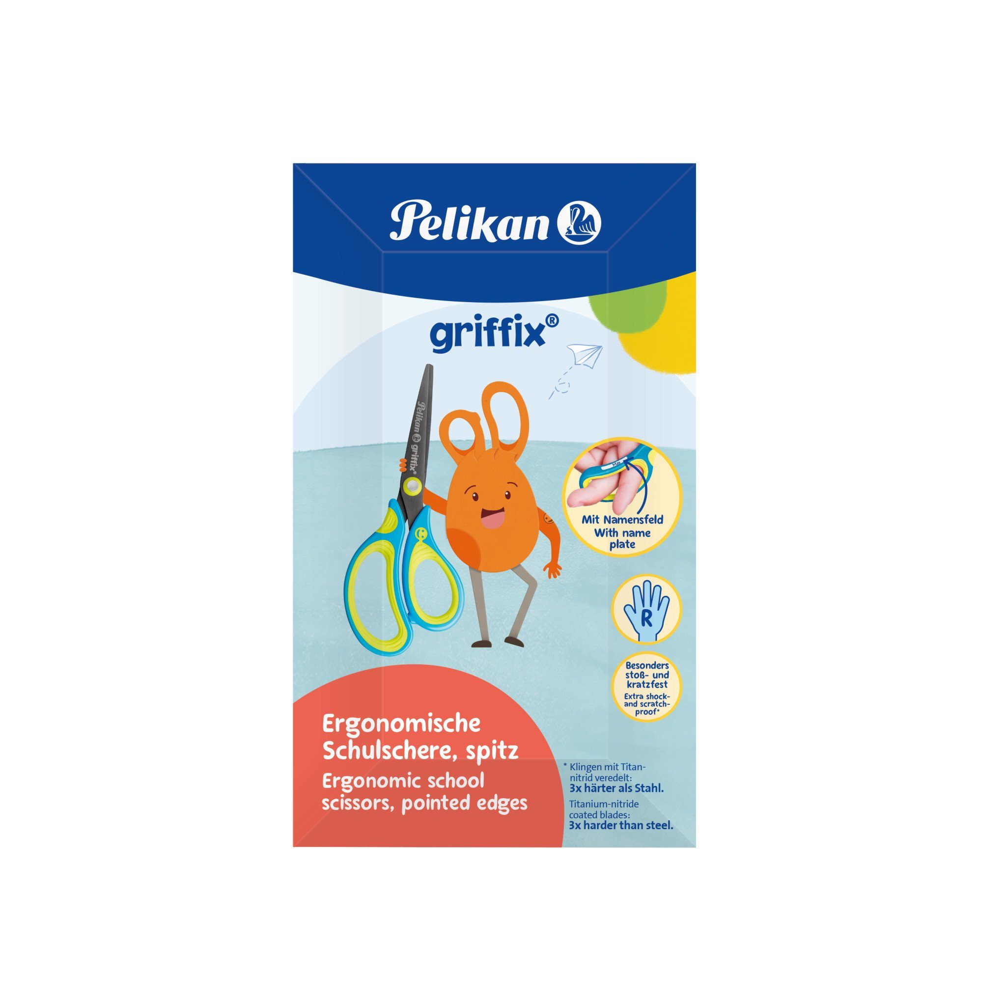 Pelikan Haushaltsschere Pelikan griffix® Schulschere spitzf für Rechtshänder / Farbe: Neon Fre