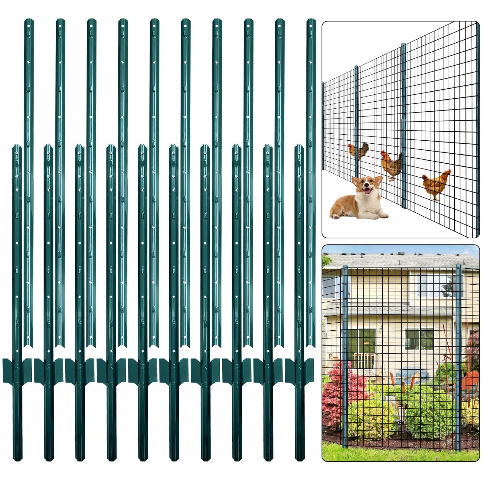 Thealyn U-Pfostenträger 182 cm, 10 Stk., Stahl, für Garten & Hühnerstall., für dauerhafte Gartenzäune oder Tiergehege., Steckmontage, (10-St), Ohne Bohren oder Schweißen
