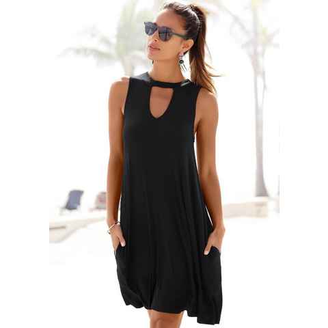 Beachtime Strandkleid mit modischem Ausschnitt und Taschen, elegantes Sommerkleid, Basic