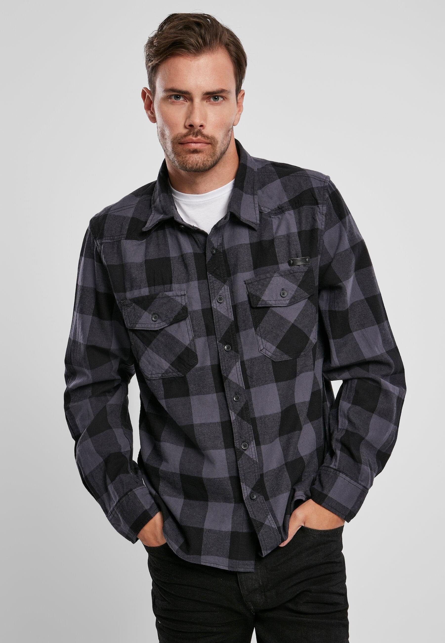 Langarmhemd black-grey Checked (1-tlg) Shirt Herren Brandit