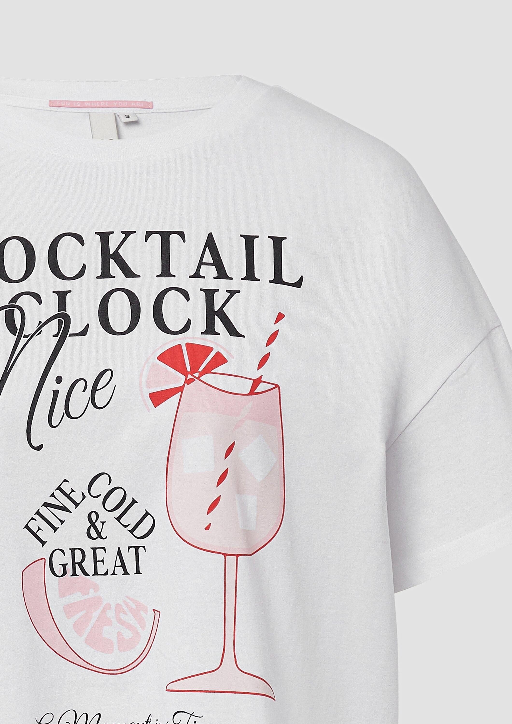 QS Kurzarmshirt T-Shirt Baumwollshirt mit überschnittener Schulter und Fron günstig online kaufen