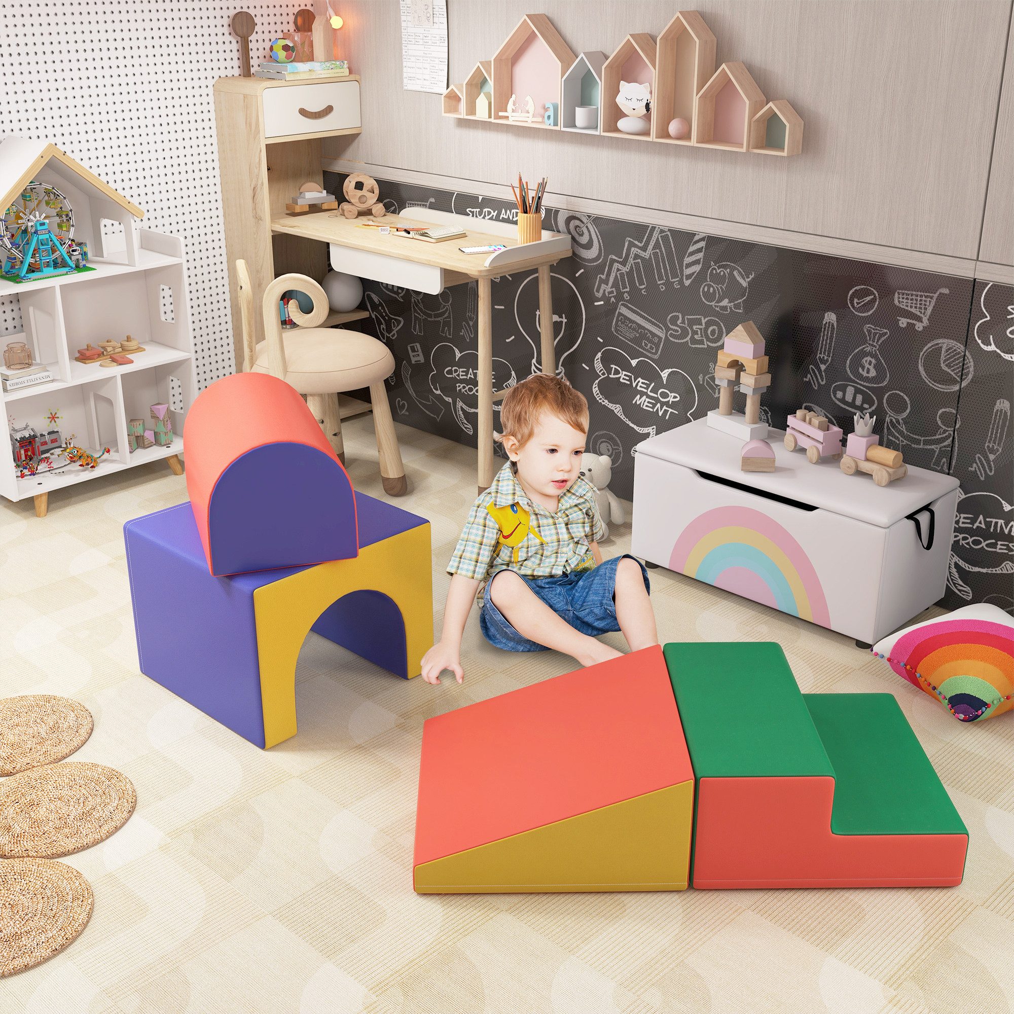 HOMCOM 4er-Set Bauklötze Bauspielzeug zum krabbeln, günstig online kaufen