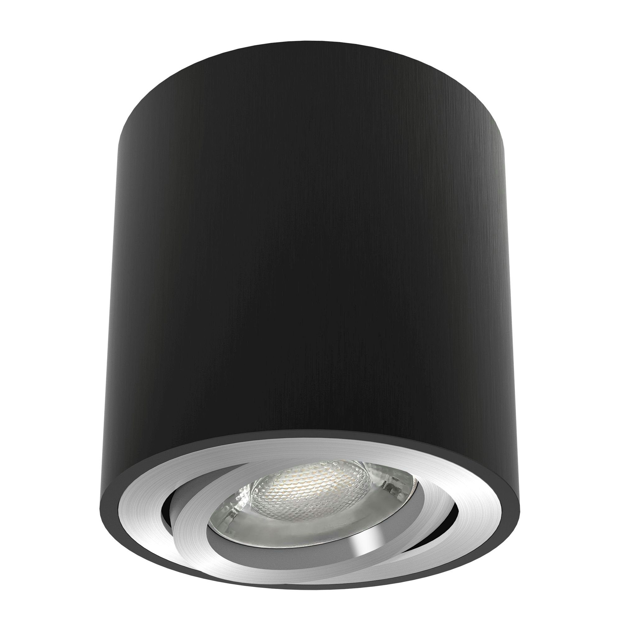 linovum LED Aufbaustrahler Spot Aufbauleuchte CORI in schwarz gebürstet  schwenkbar mit LED GU10 6W neutralweiß 230V, Leuchtmittel inklusive,  Leuchtmittel inklusive