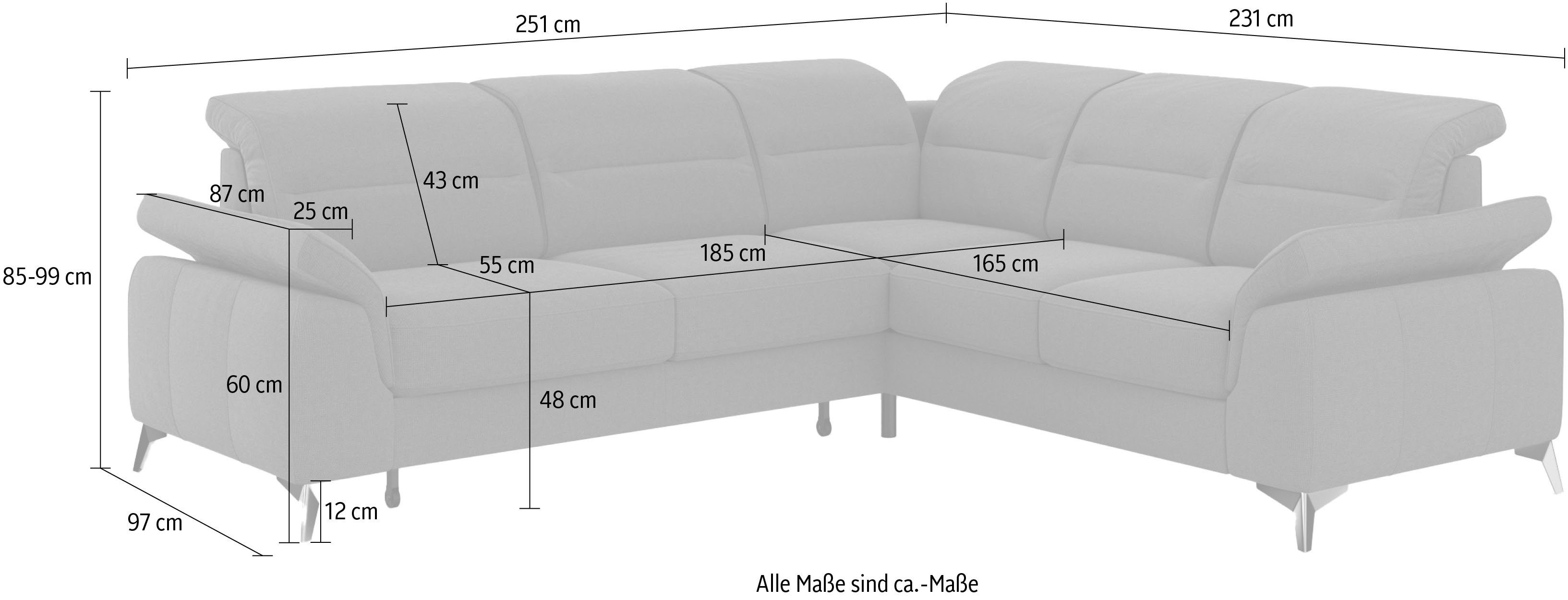 Kopfteilverstellung Ecksofa sit&more optional und Sinatra, Armteilfunktion mit