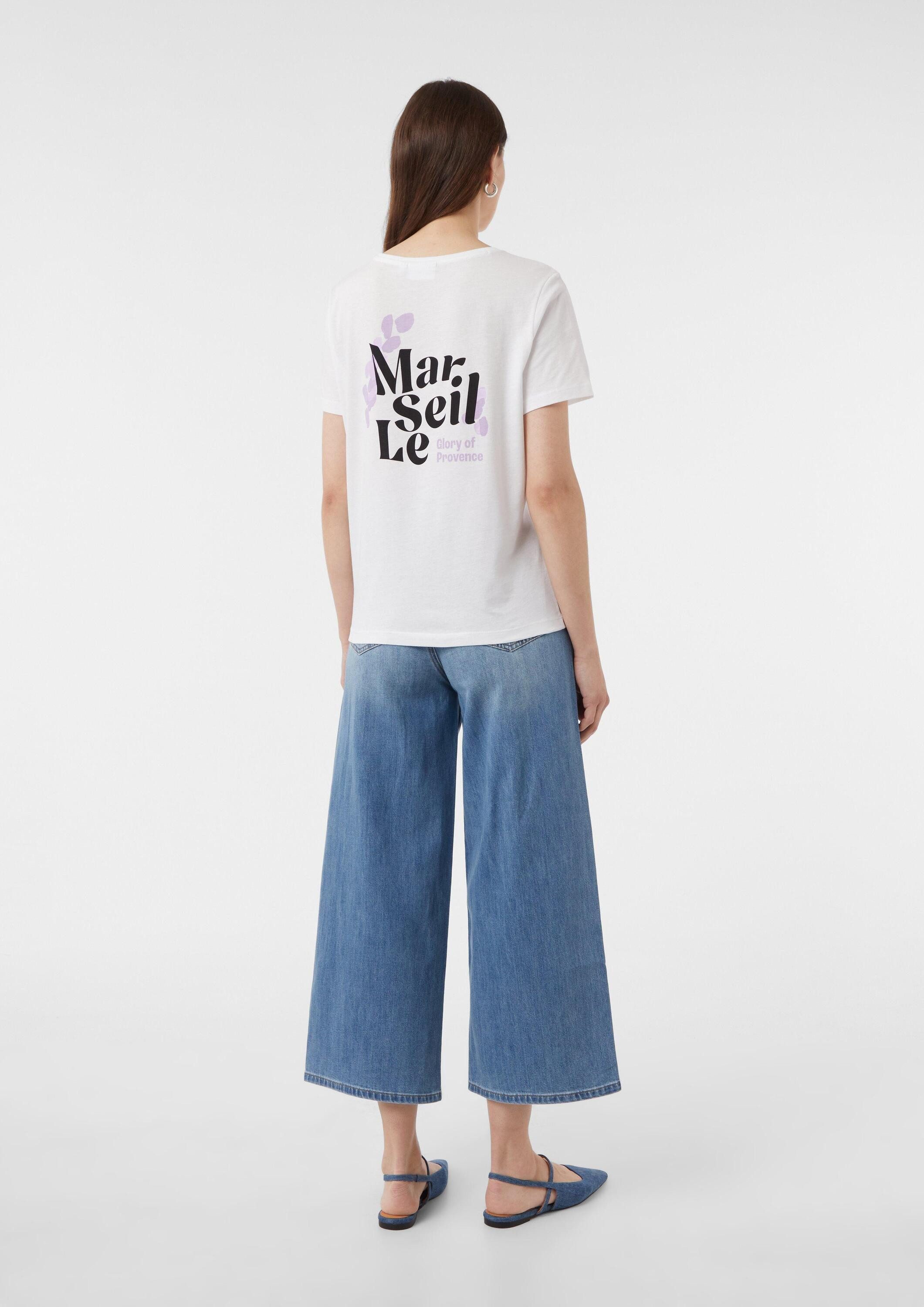 comma Kurzarmshirt T-Shirt Baumwoll-T-Shirt mit Frontprint