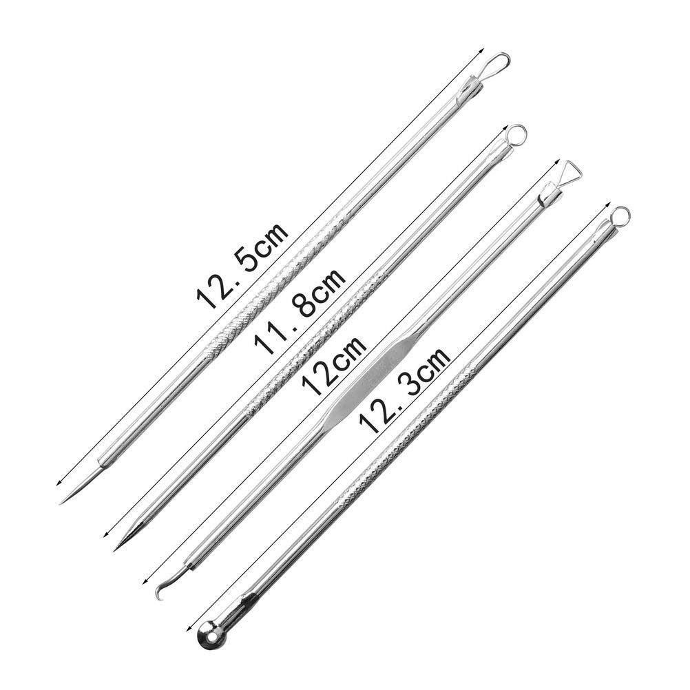 COOL-i ® Mitesserentferner Mitesserentferner Set – 4-tlg. Edelstahl-Komedonenquetscher, mit Aufbewahrungsbox – für hygienische & präzise Hautpflege