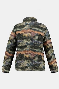 Ulla Popken Steppjacke Steppjacke Landschafts-Druck Stehkragen